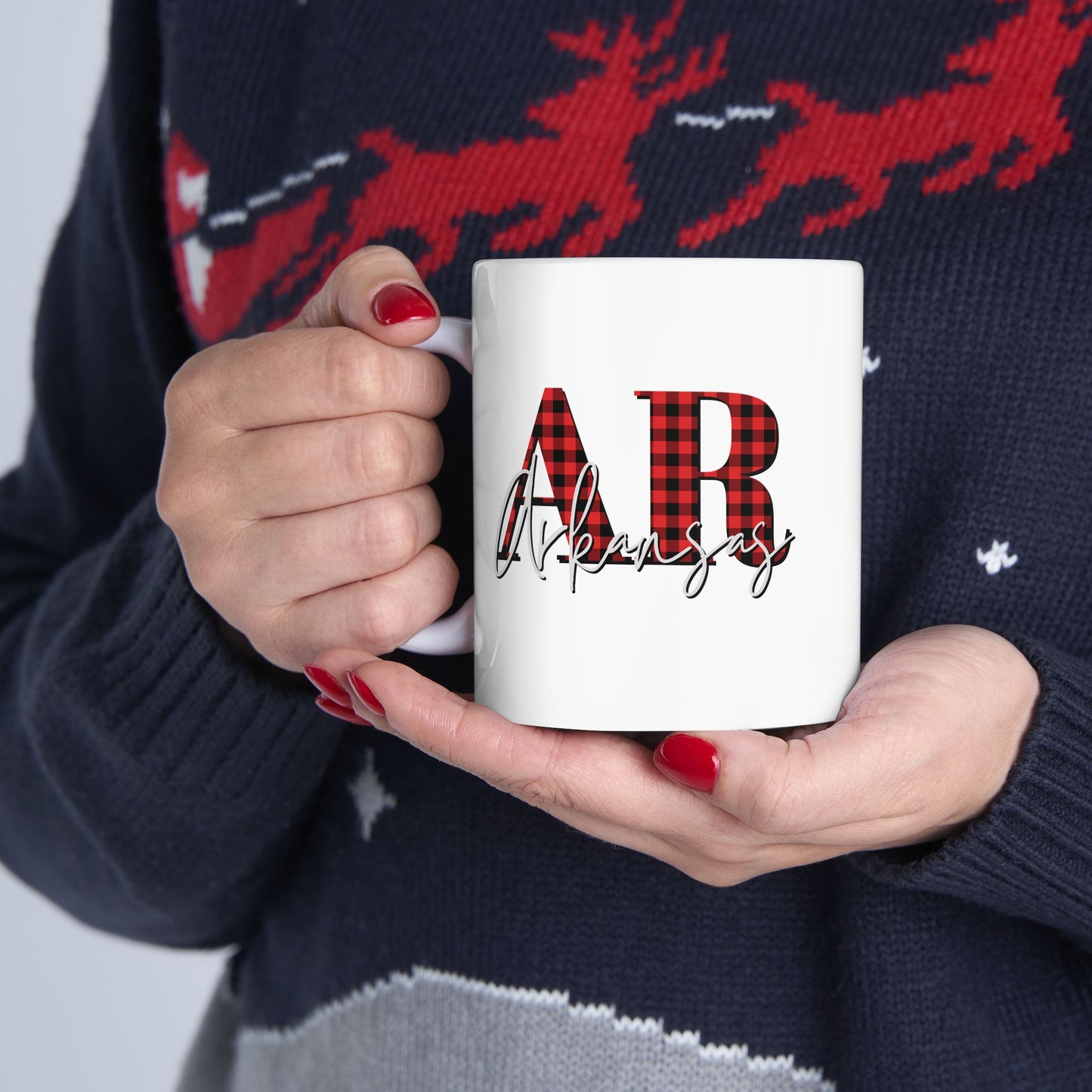 Buffalo Plaid Arkansas Christmas Mug