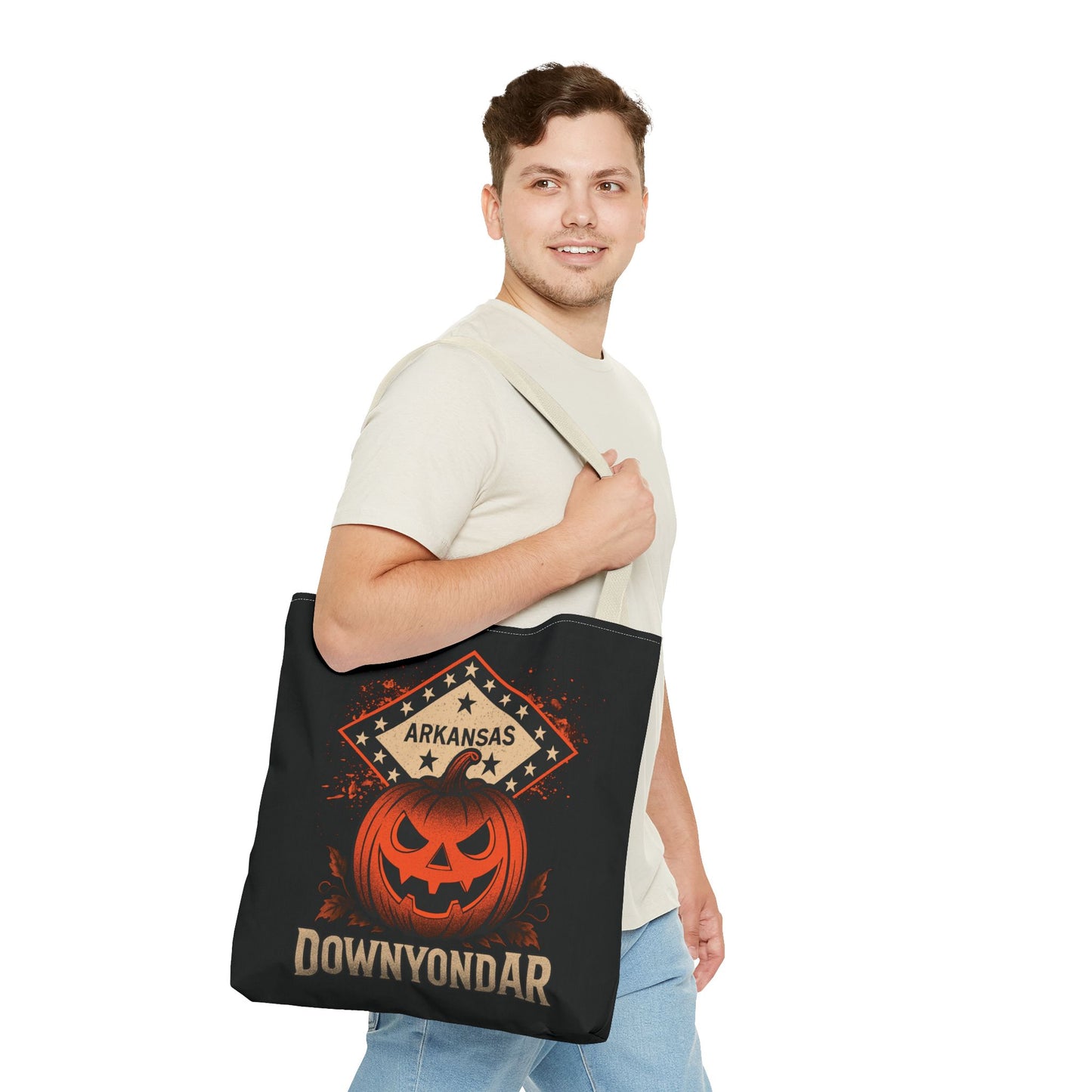 DownYondAR Arkansas Pumpkin Tote Bag, Halloween Pumpkin Tote Bag, Spooky Tote, Fall Style, Trick or Treat Bag, Arkansas Theme, Autumn Festival