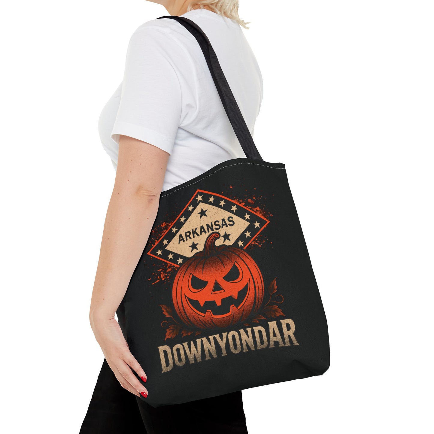 DownYondAR Arkansas Pumpkin Tote Bag, Halloween Pumpkin Tote Bag, Spooky Tote, Fall Style, Trick or Treat Bag, Arkansas Theme, Autumn Festival
