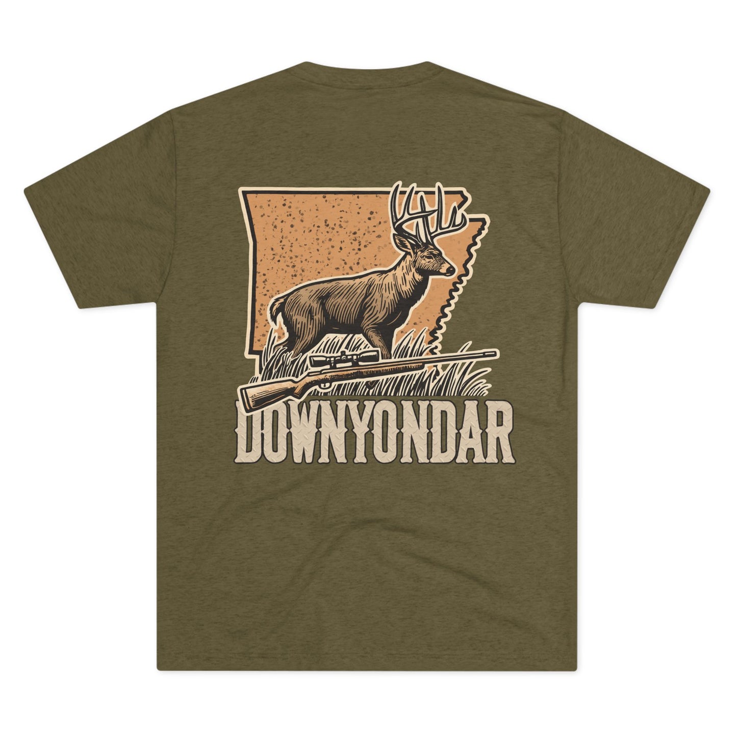 DownYondAR Whitetail Heritage Tee | Arkansas Hog Hunting Shirt | Unisex Tri-Blend Crew Shirt