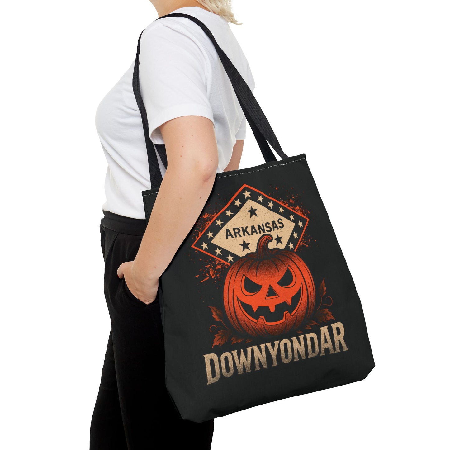 DownYondAR Arkansas Pumpkin Tote Bag, Halloween Pumpkin Tote Bag, Spooky Tote, Fall Style, Trick or Treat Bag, Arkansas Theme, Autumn Festival