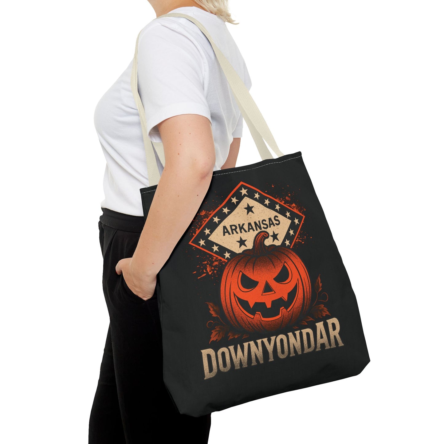 DownYondAR Arkansas Pumpkin Tote Bag, Halloween Pumpkin Tote Bag, Spooky Tote, Fall Style, Trick or Treat Bag, Arkansas Theme, Autumn Festival