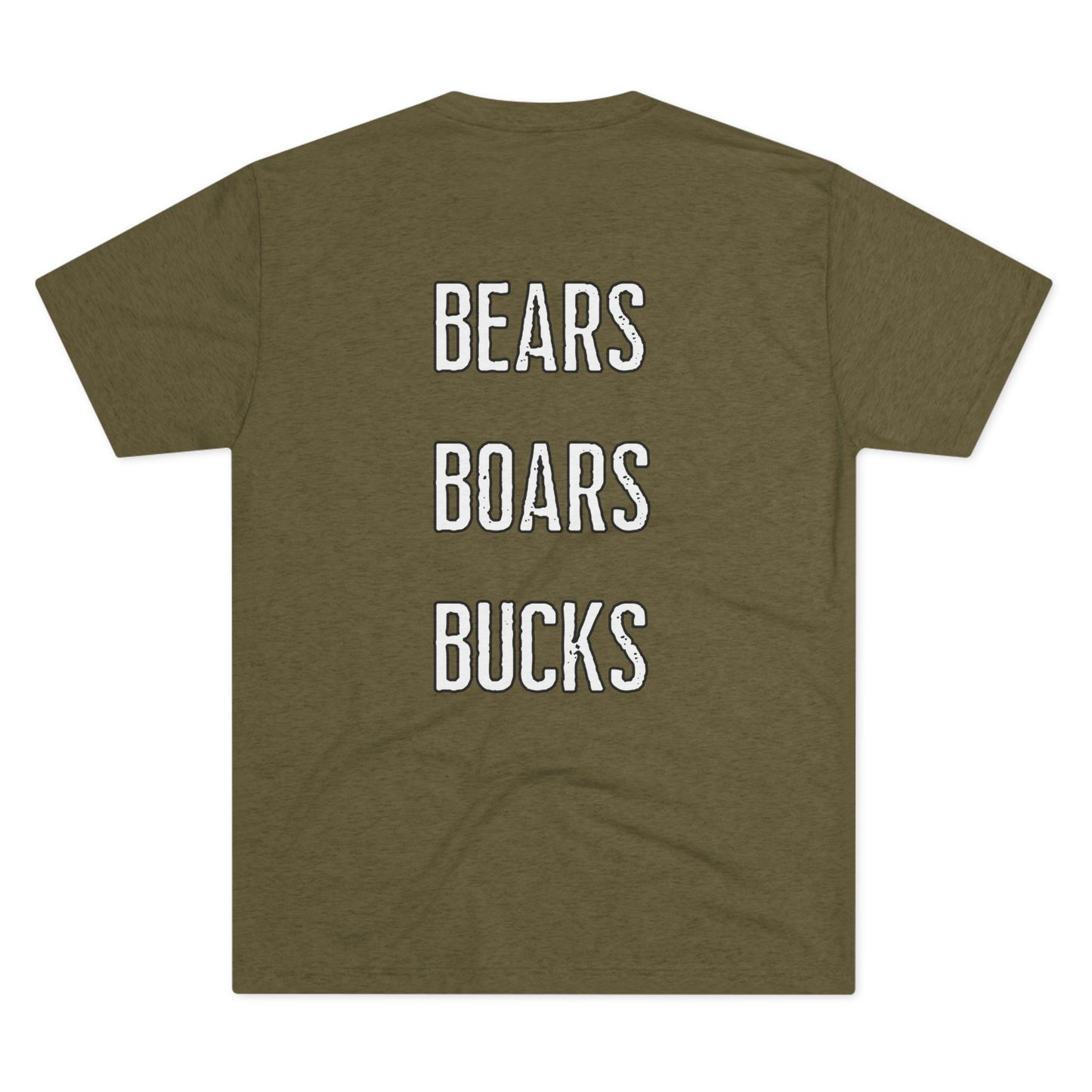 DownYondAR “Bears · Boars · Bucks” Hunting Tee | Arkansas Hog Hunting Shirt | Unisex Tri-Blend Crew Shirt