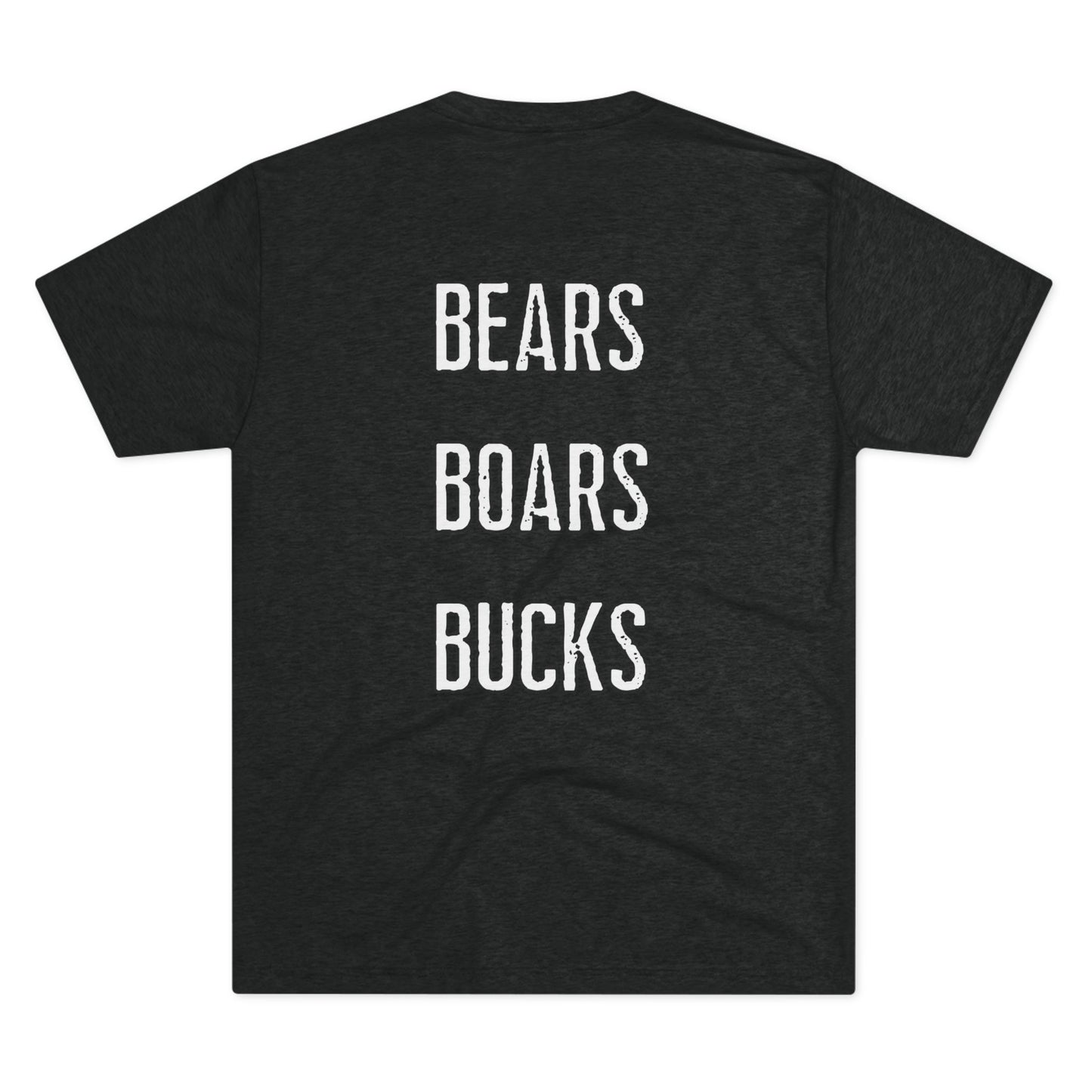 DownYondAR “Bears · Boars · Bucks” Hunting Tee | Arkansas Hog Hunting Shirt | Unisex Tri-Blend Crew Shirt