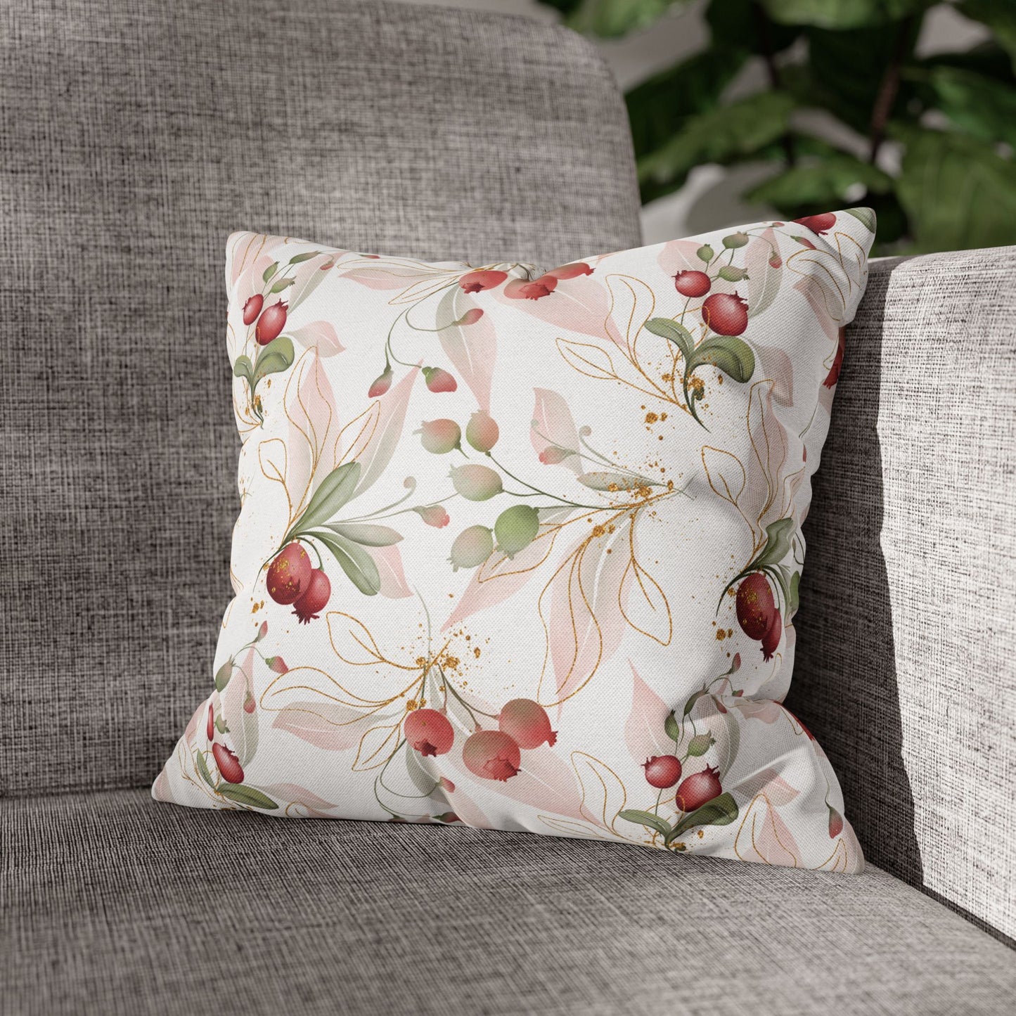 Winter Berry & Evergreens Throw Pillow