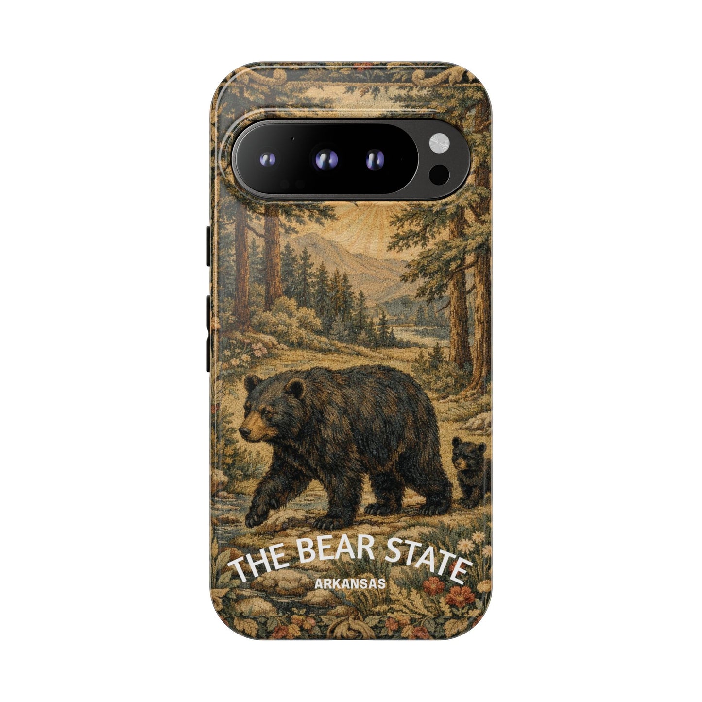 The Bear State Arkansas Vintage Forest Tough Phone Case for Google Pixel Phones