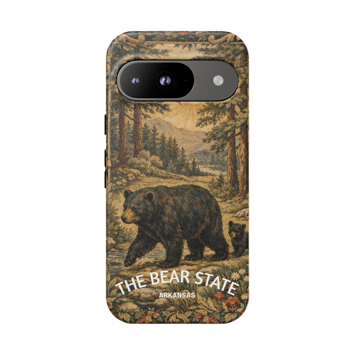 The Bear State Arkansas Vintage Forest Tough Phone Case for Google Pixel Phones