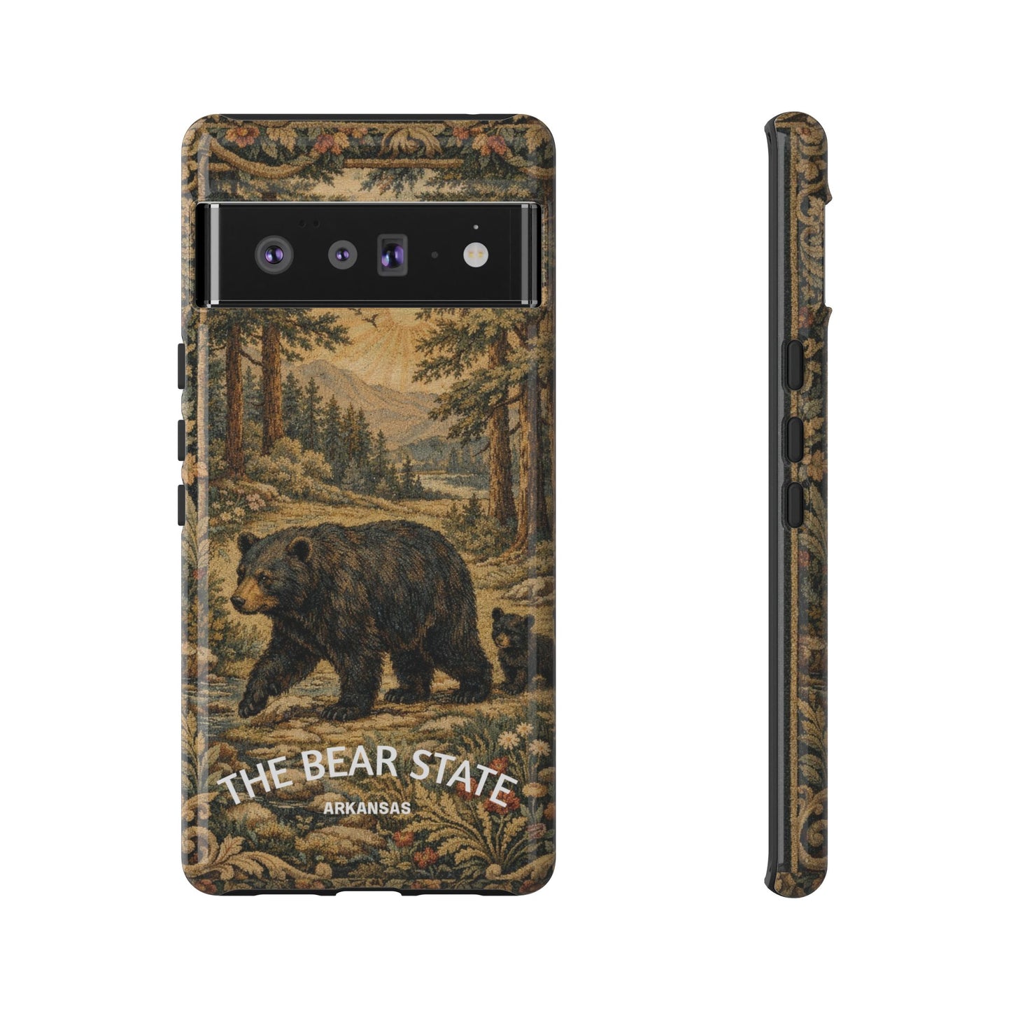 The Bear State Arkansas Vintage Forest Tough Phone Case for Google Pixel Phones