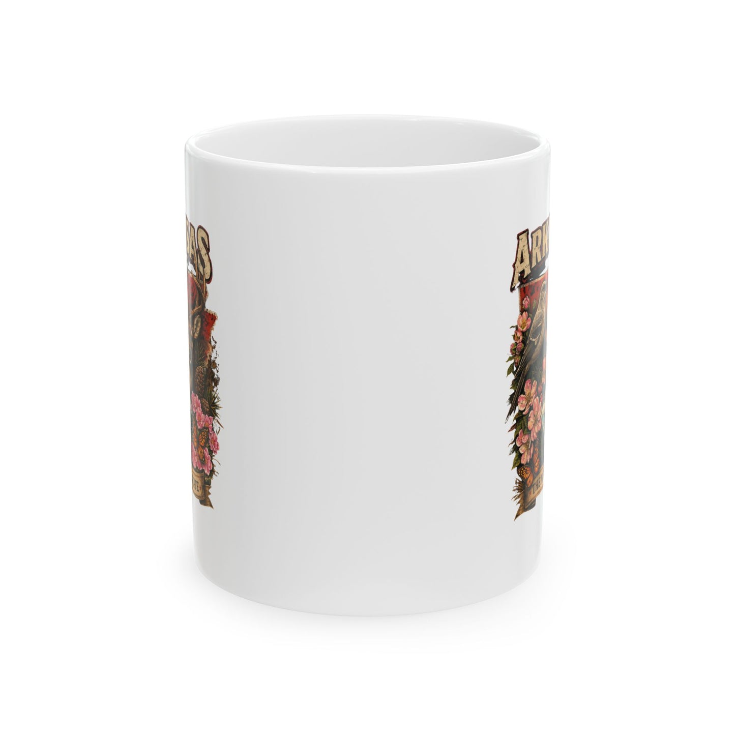 Arkansas Heritage Ceramic Mug — Whitetail Deer & Diamond State Design (11oz)