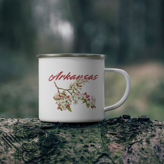 Arkansas Apple Blossom Enamel Camping Mug