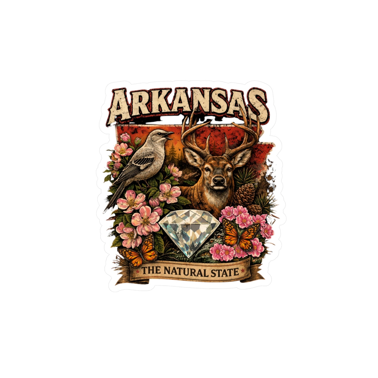 Arkansas Heritage Nature Sticker — 'The Natural State' Kiss-Cut Vinyl Decal