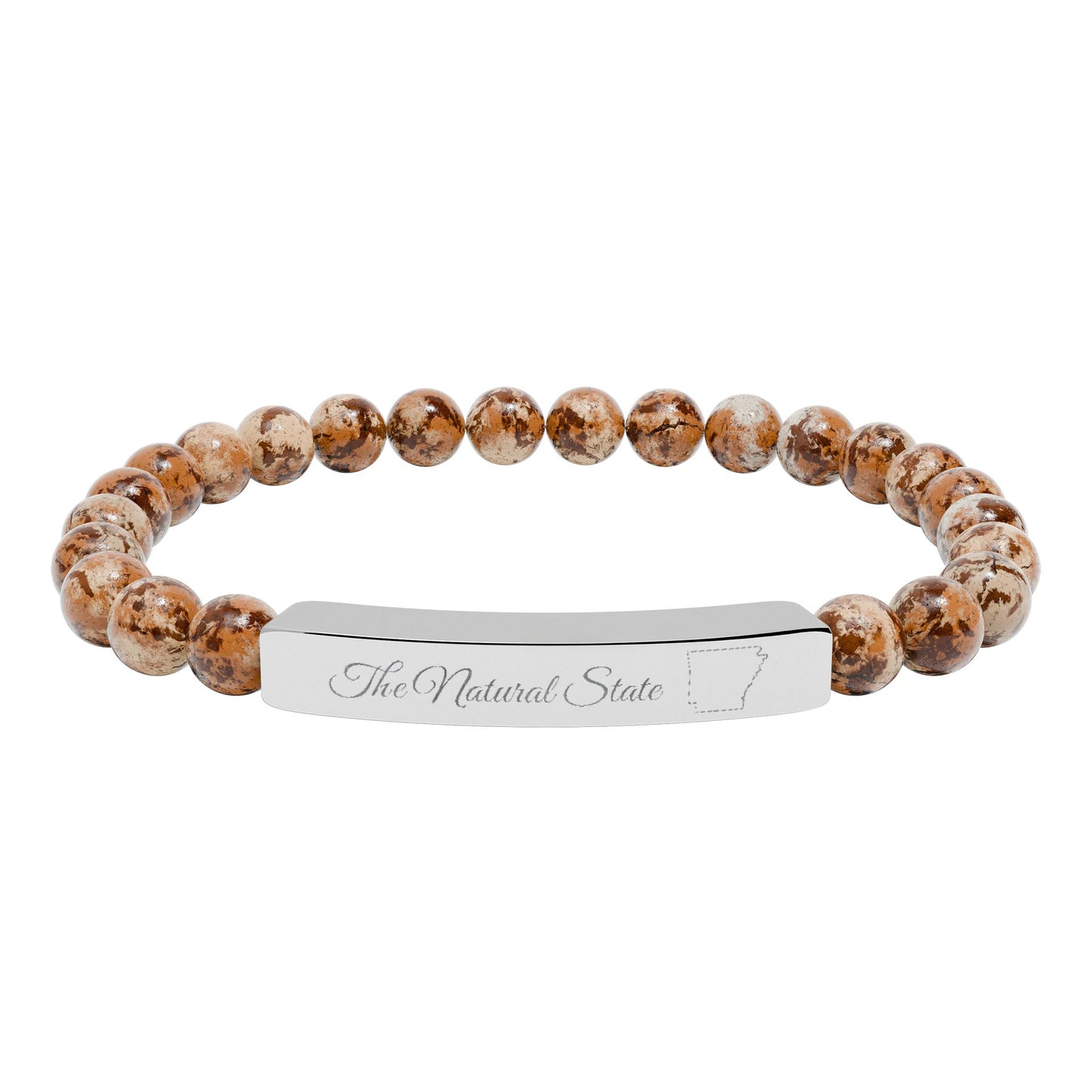 Engraved Natural Stone Bead Bar Bracelet