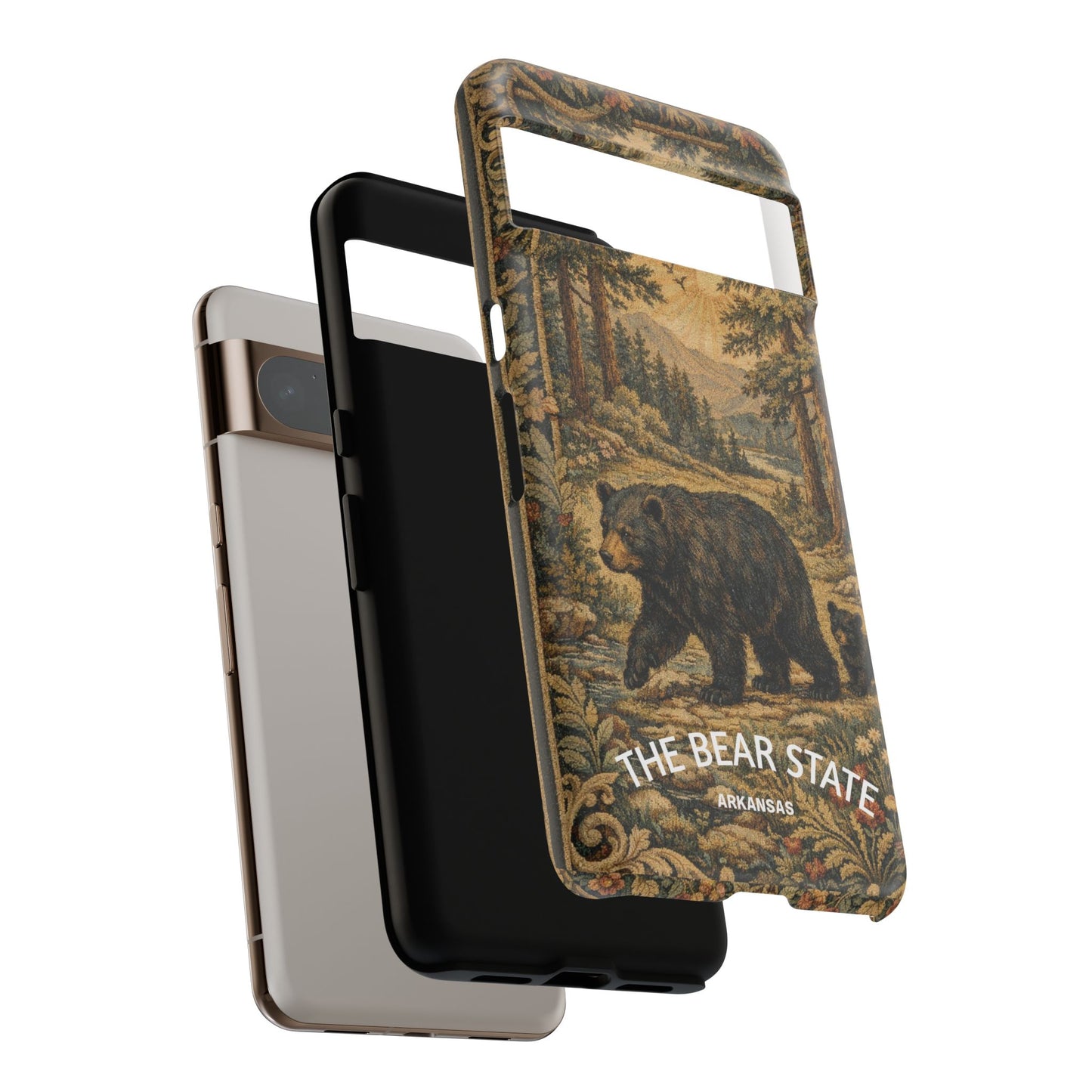 The Bear State Arkansas Vintage Forest Tough Phone Case for Google Pixel Phones