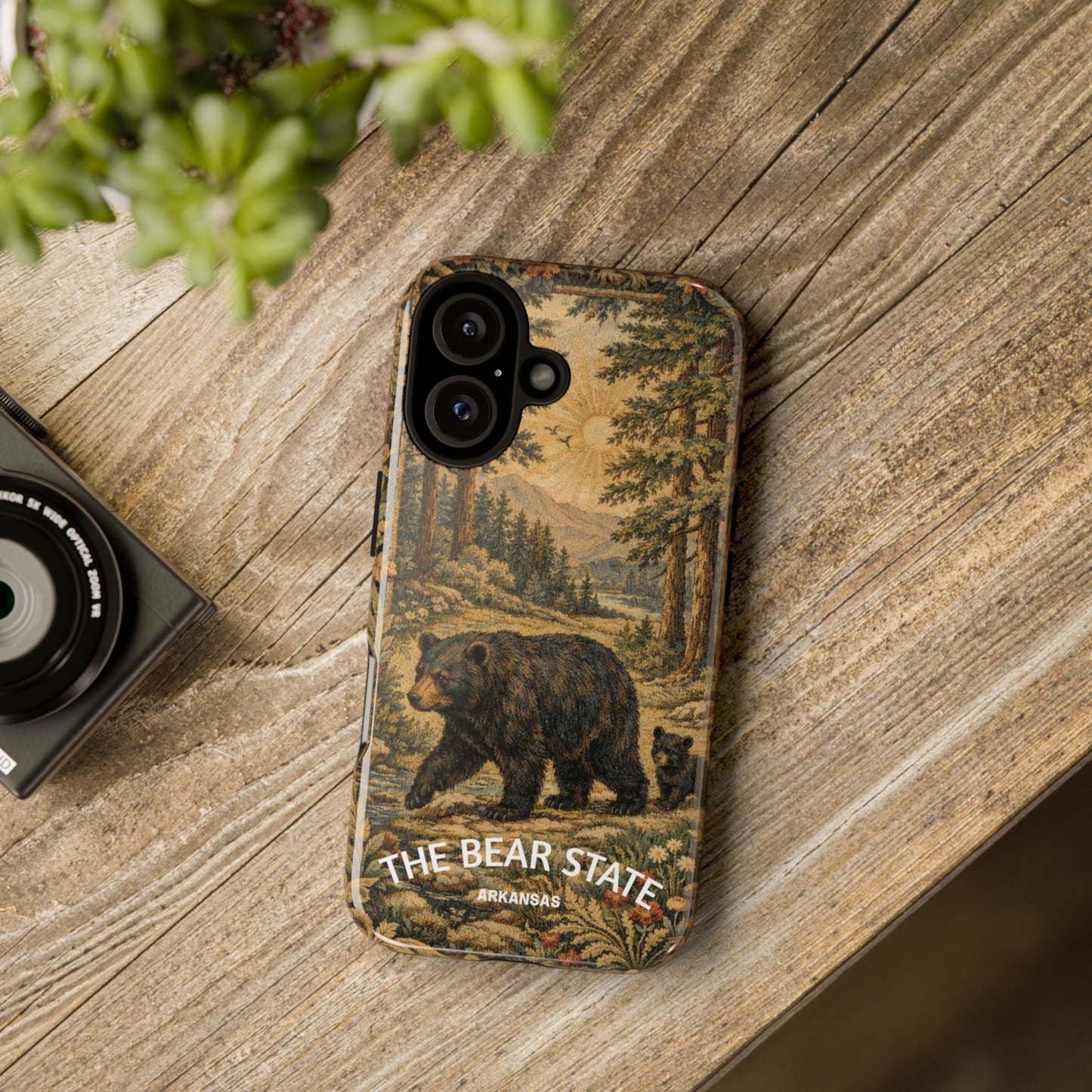 The Bear State Arkansas Vintage Forest Tough Phone Case for iPhone