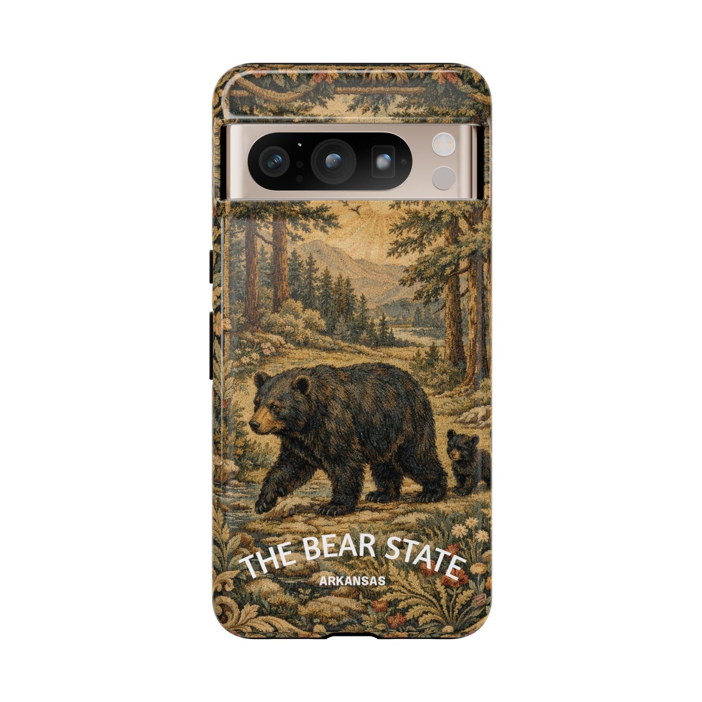 The Bear State Arkansas Vintage Forest Tough Phone Case for Google Pixel Phones