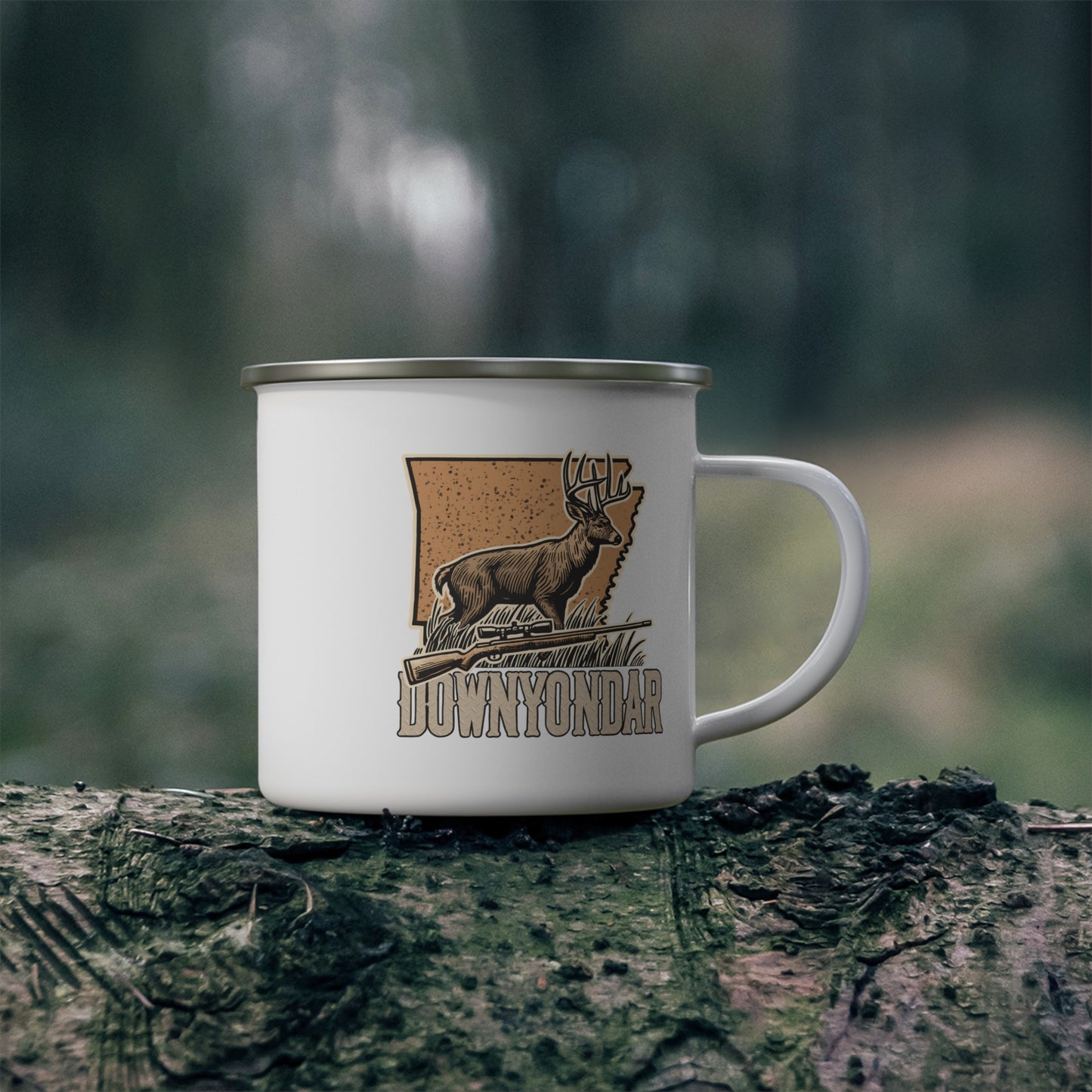 DownYondAR Arkansas Whitetail Deer Enamel Camping Mug