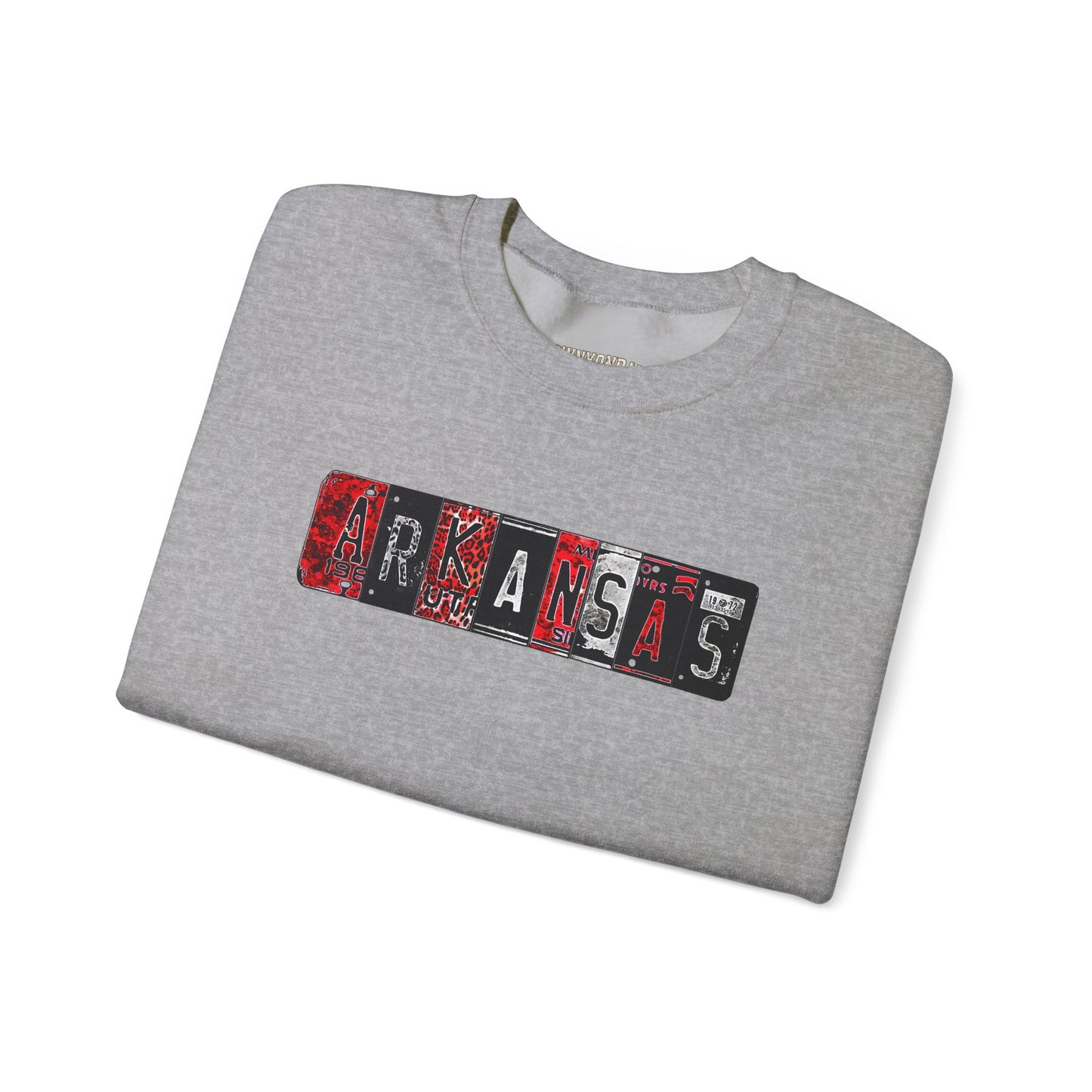 Arkansas License Plate Crewneck Sweatshirt