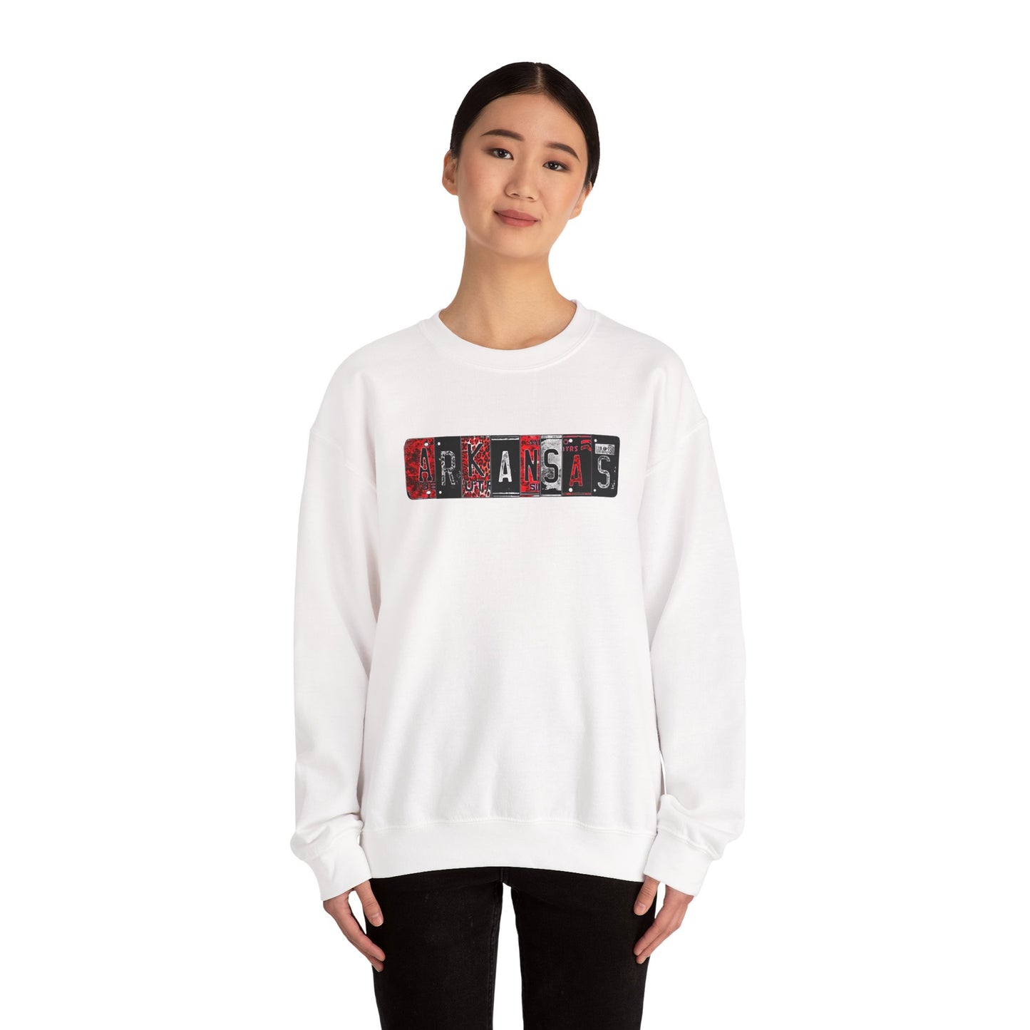Arkansas License Plate Crewneck Sweatshirt