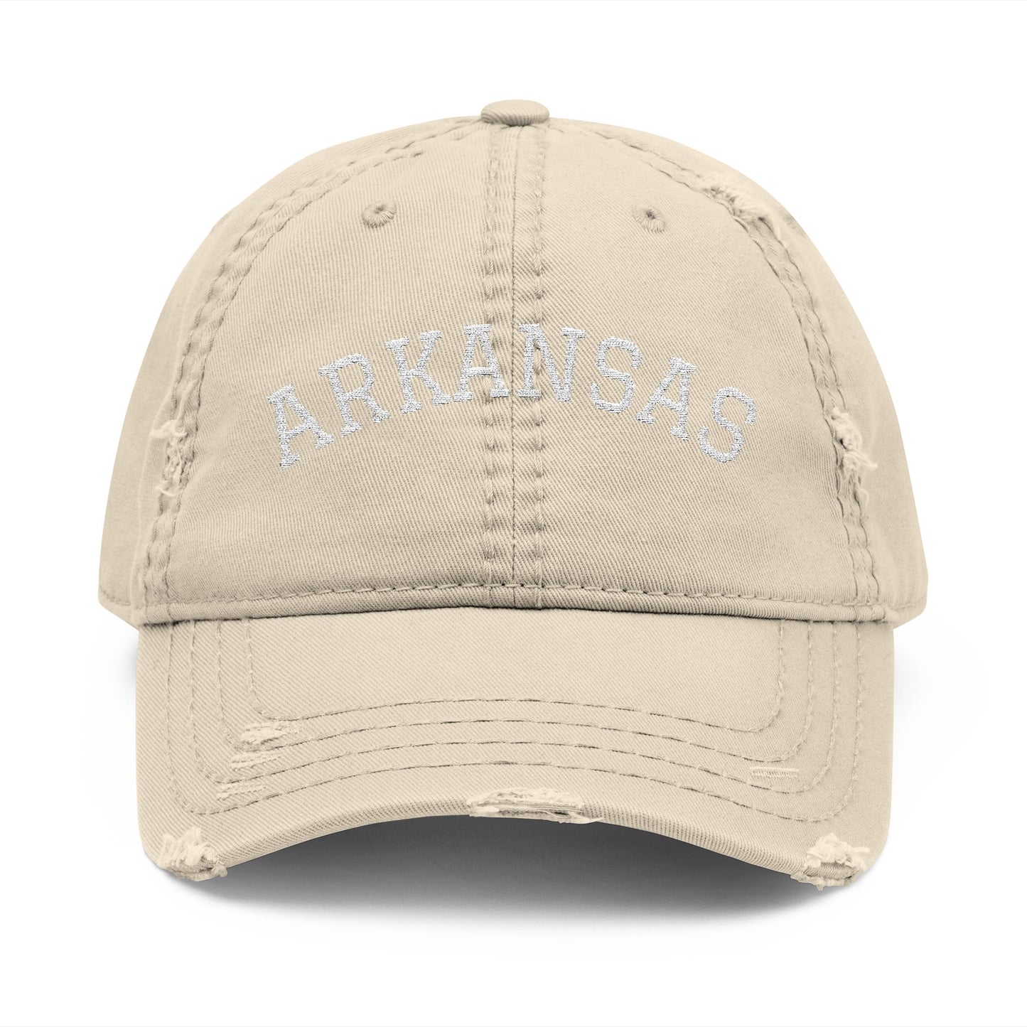 Distressed Arkansas Embroidered Dad Hat — Vintage State Baseball Cap