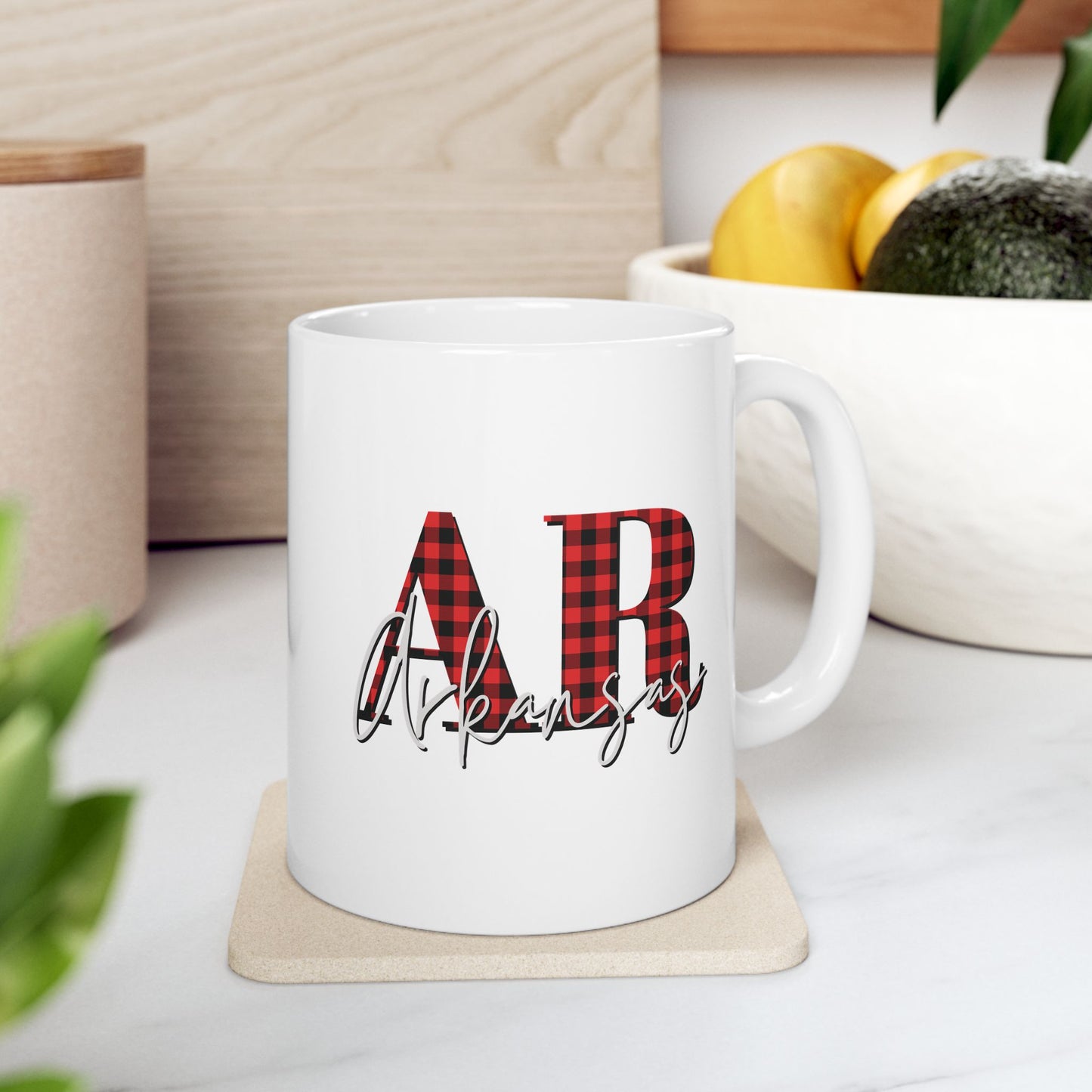 Buffalo Plaid Arkansas Christmas Mug