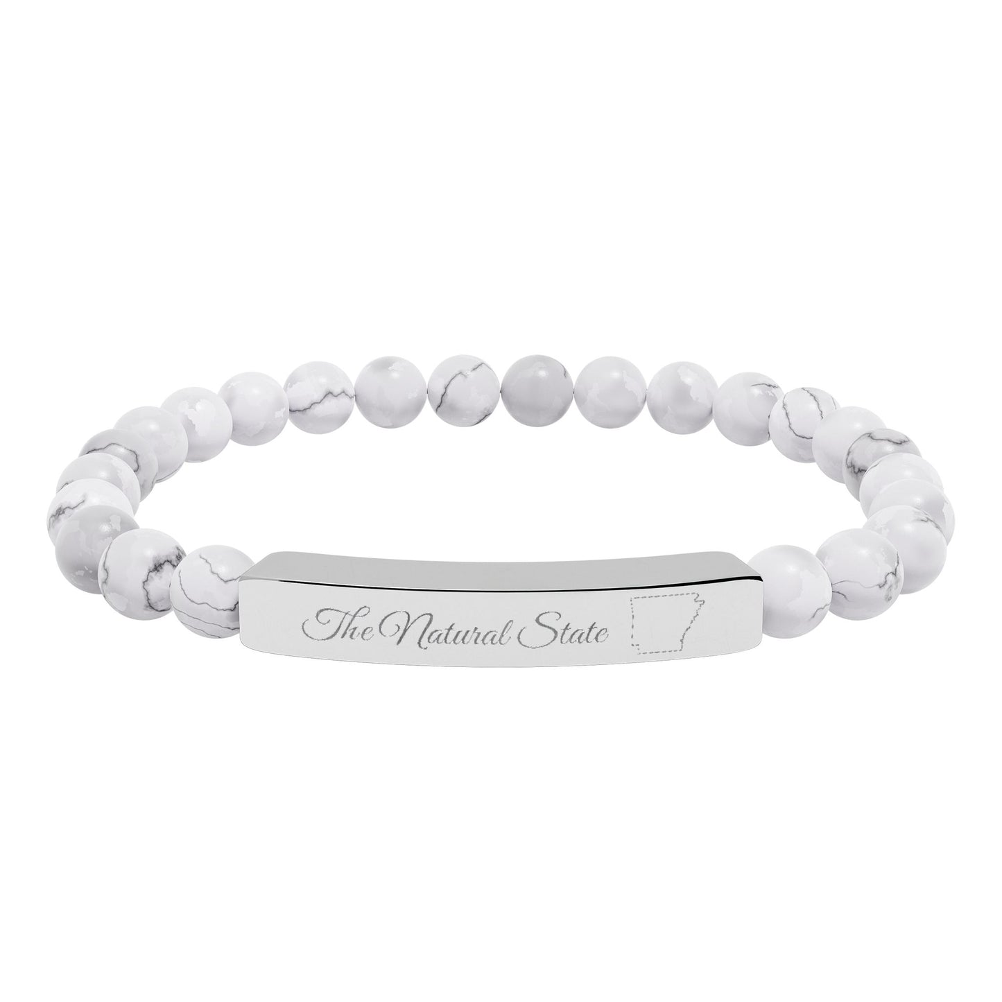 Engraved Natural Stone Bead Bar Bracelet