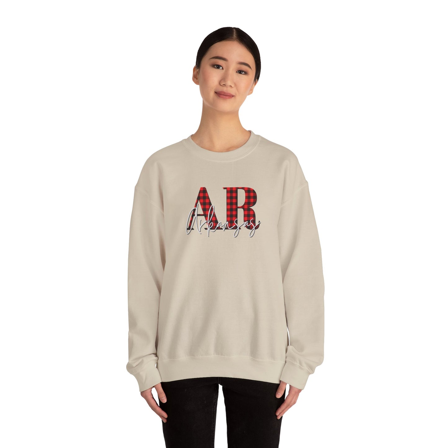 Buffalo Plaid AR Arkansas Crewneck Sweatshirt