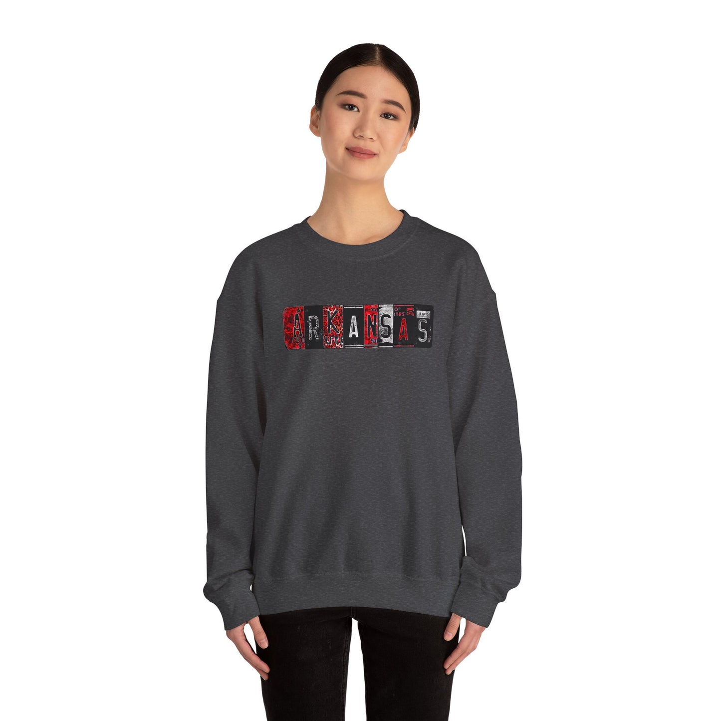 Arkansas License Plate Crewneck Sweatshirt