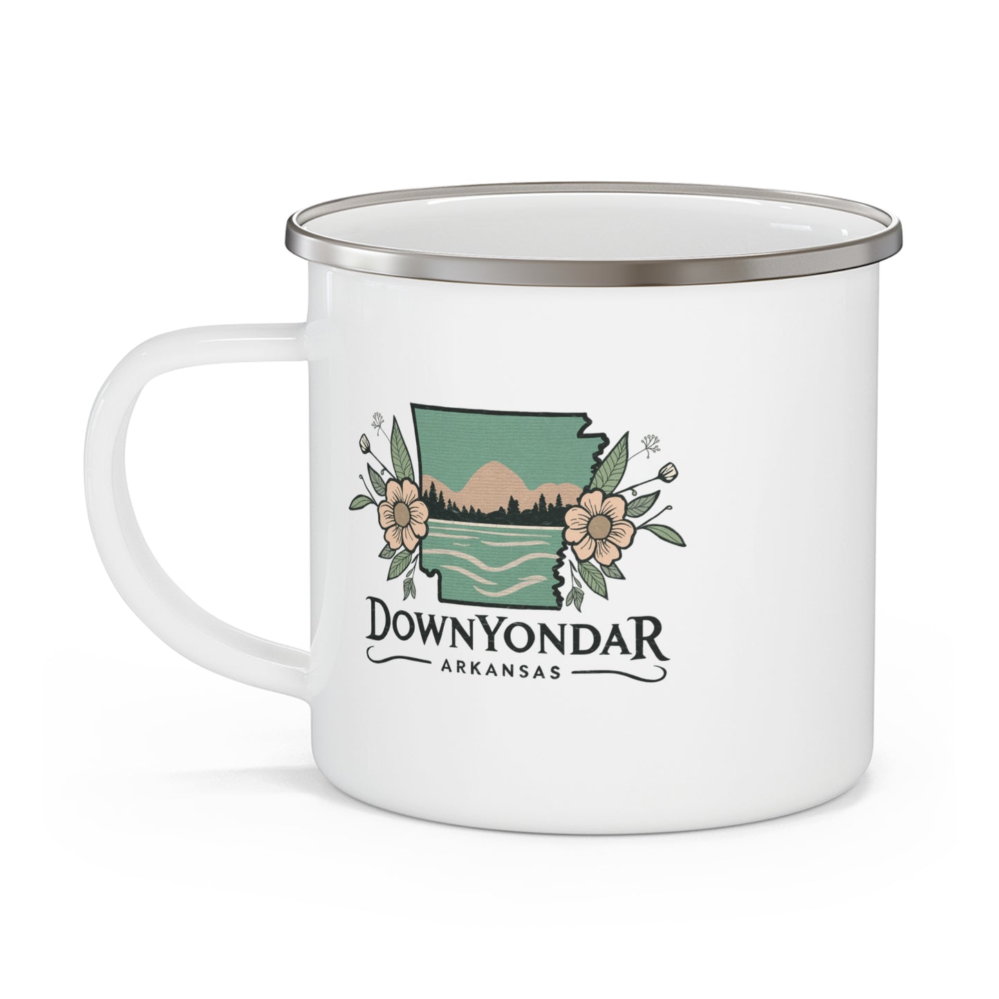 DownYondAR Arkansas Natural State Floral Enamel Camping Mug