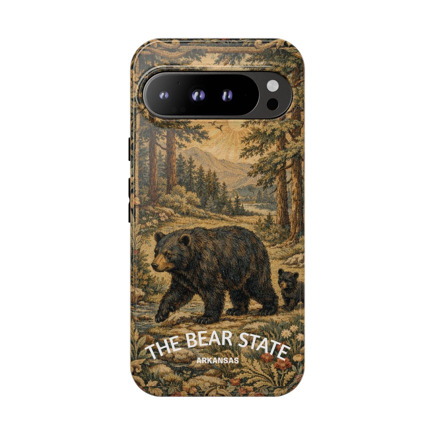 The Bear State Arkansas Vintage Forest Tough Phone Case for Google Pixel Phones