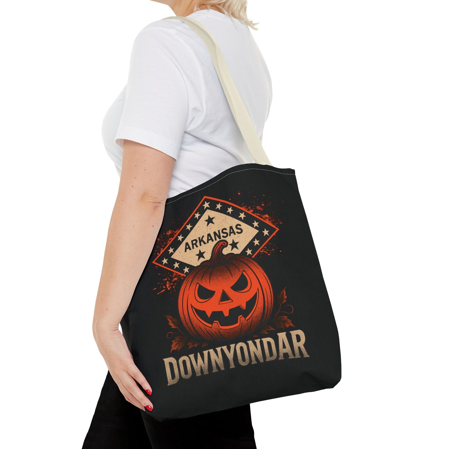 DownYondAR Arkansas Pumpkin Tote Bag, Halloween Pumpkin Tote Bag, Spooky Tote, Fall Style, Trick or Treat Bag, Arkansas Theme, Autumn Festival