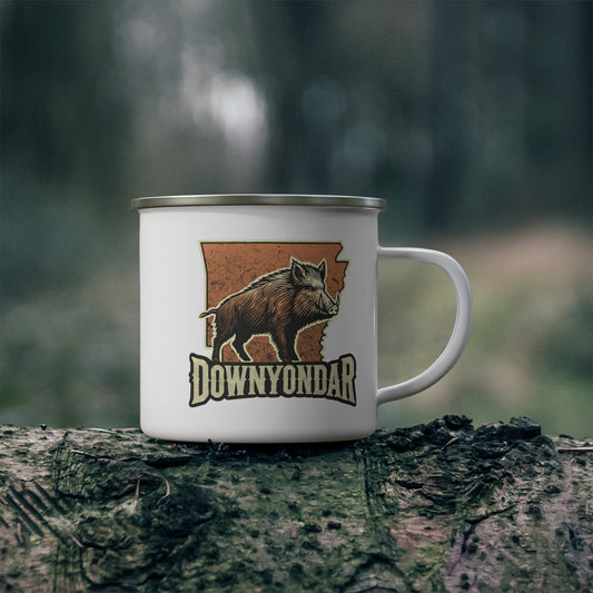 Arkansas Wildboar Hunting Enamel Camping Mug