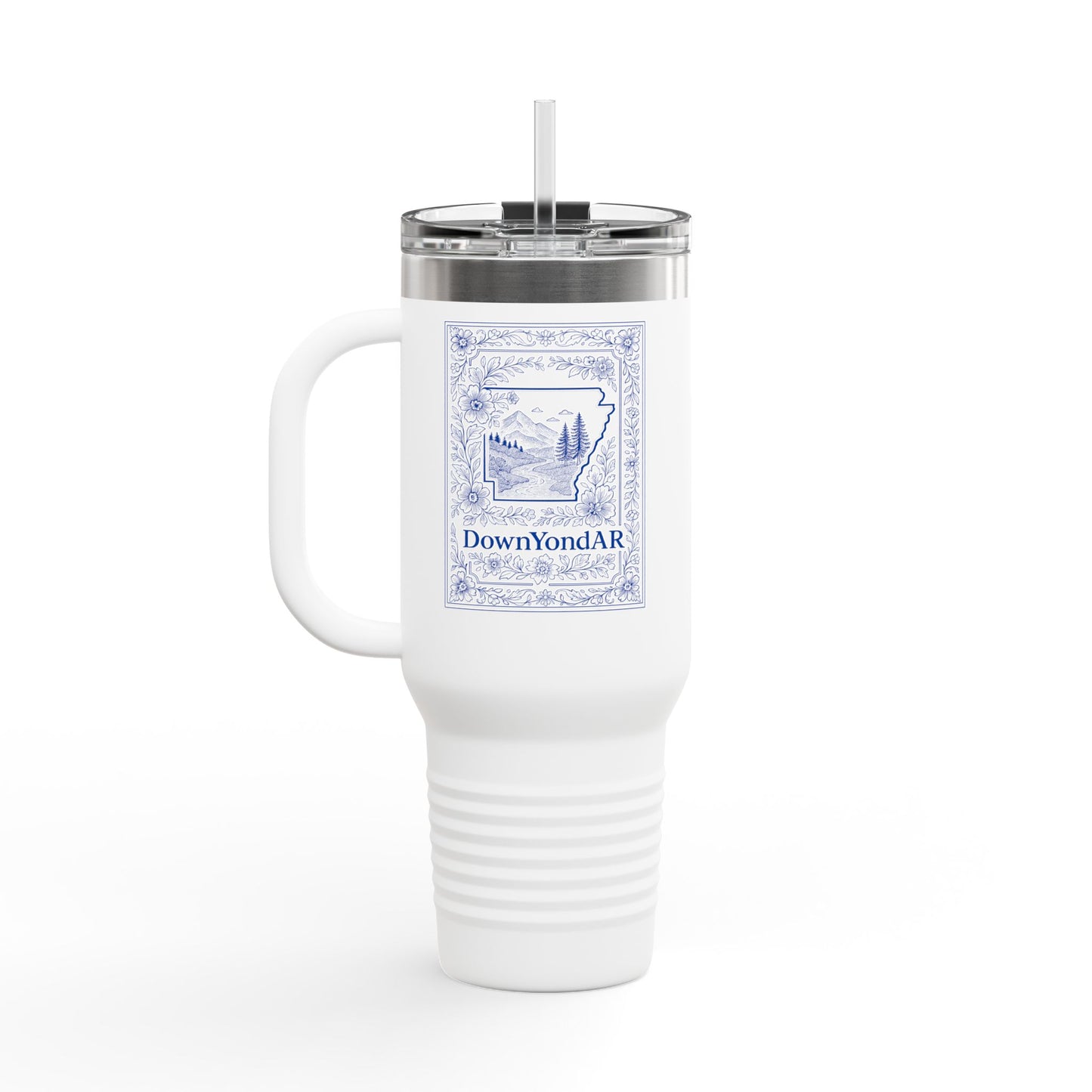 40oz Arkansas Floral Travel Mug – Double-Wall Insulated Tumbler with Straw | DownYondAR Polar Camel Cup