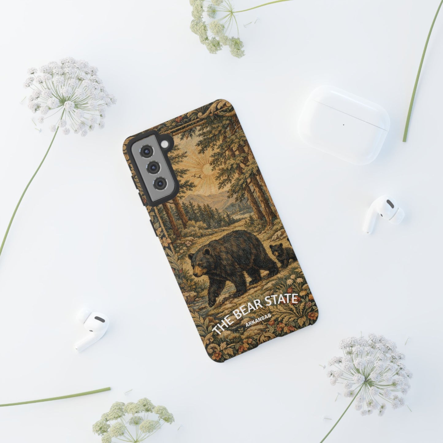 The Bear State Arkansas Vintage Forest Tough Phone Case for Samsung Galaxy Phones