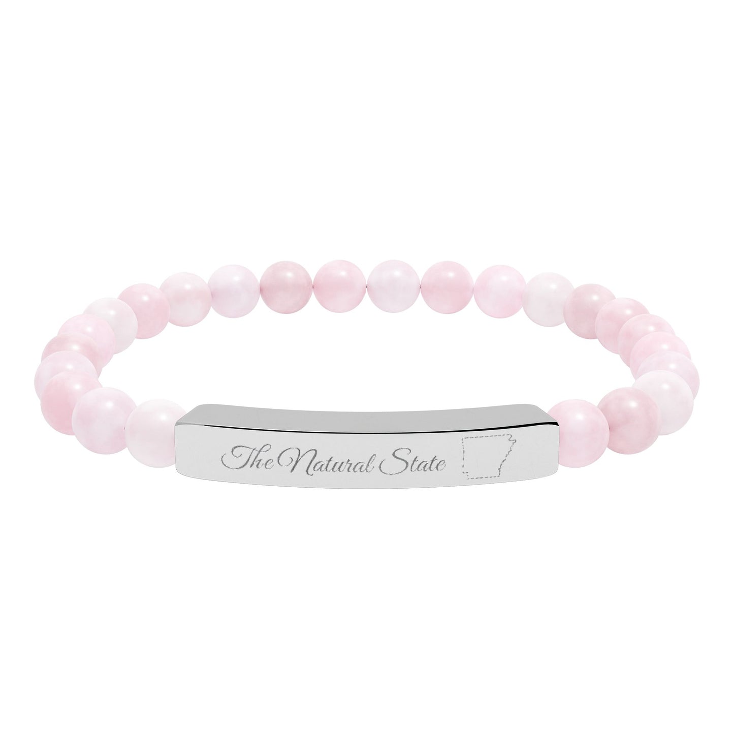 Engraved Natural Stone Bead Bar Bracelet