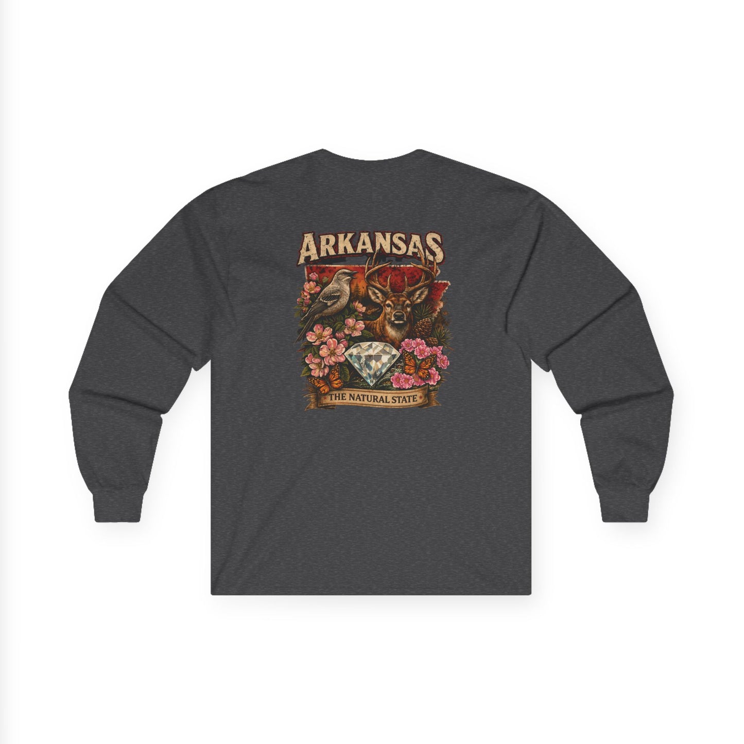 Arkansas Natural State Long Sleeve Tee — Vintage Bear & Mockingbird Graphic