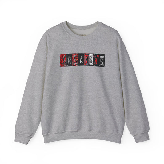 Arkansas License Plate Crewneck Sweatshirt
