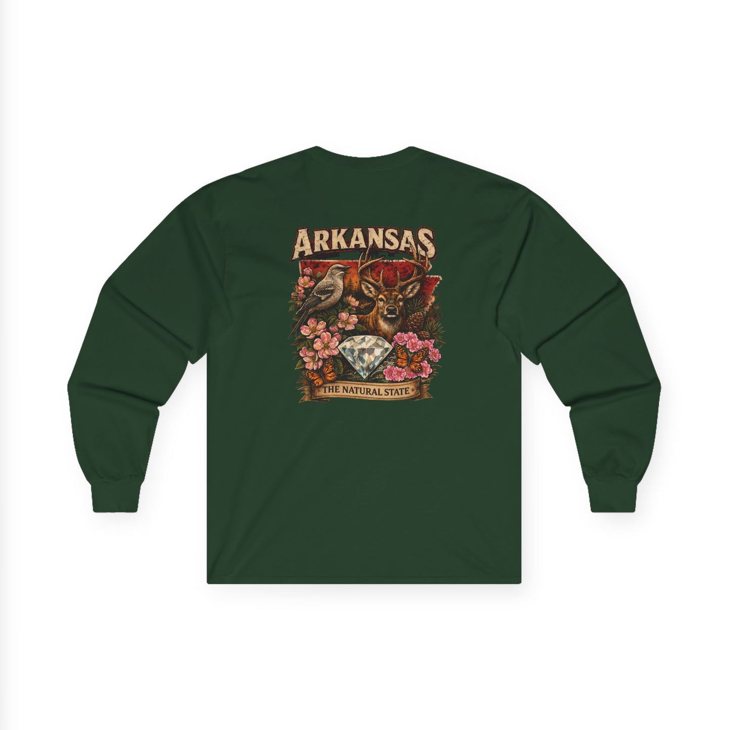 Arkansas Natural State Long Sleeve Tee — Vintage Bear & Mockingbird Graphic