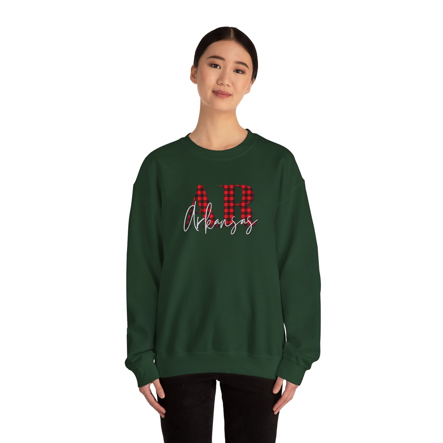 Buffalo Plaid AR Arkansas Crewneck Sweatshirt