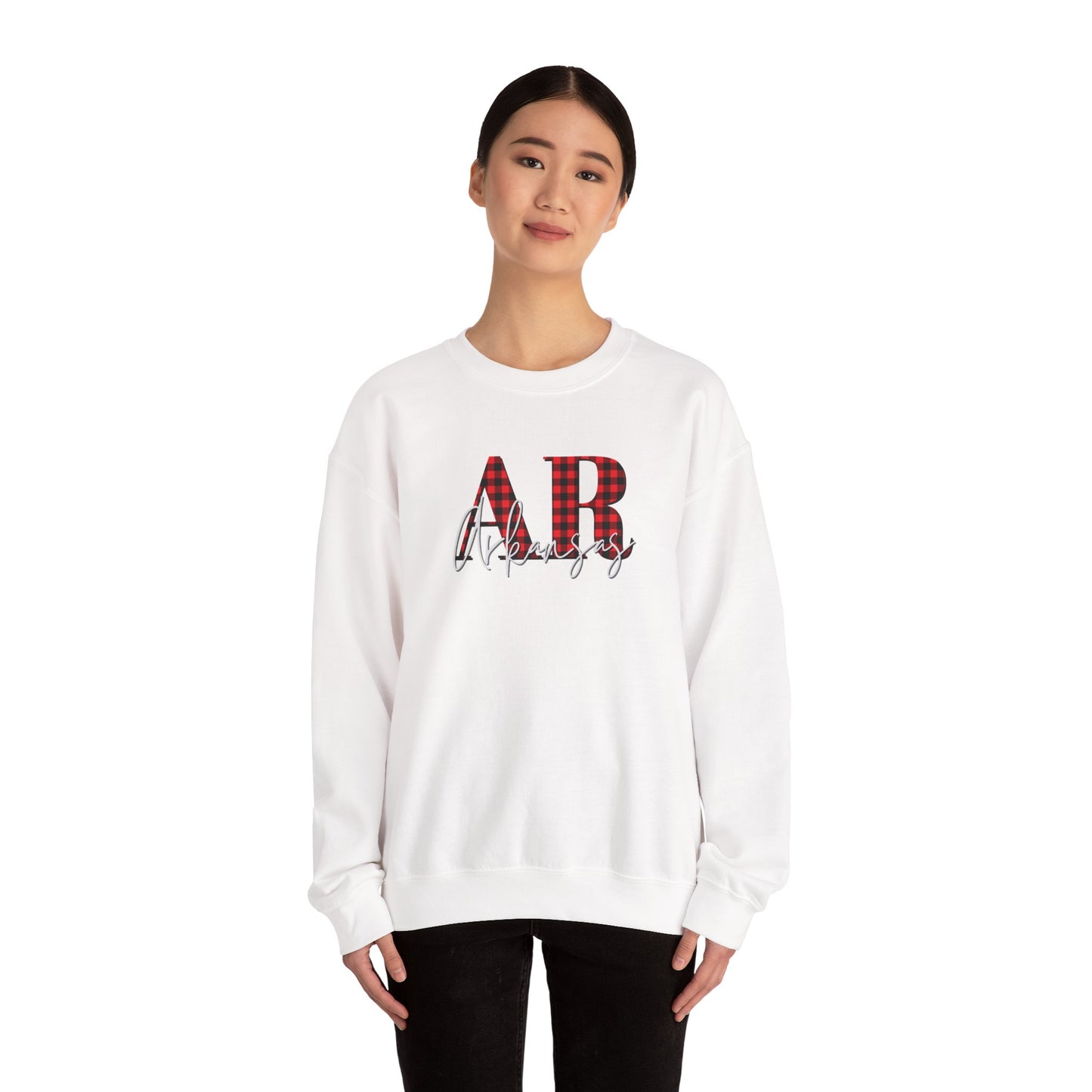Buffalo Plaid AR Arkansas Crewneck Sweatshirt