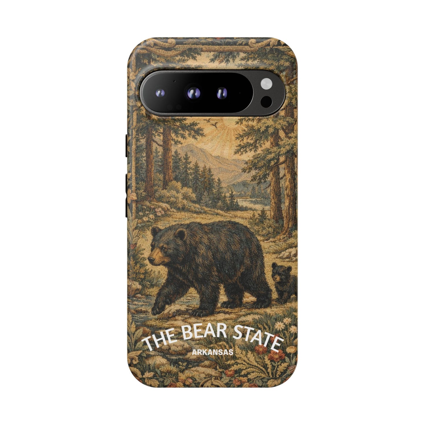 The Bear State Arkansas Vintage Forest Tough Phone Case for Google Pixel Phones