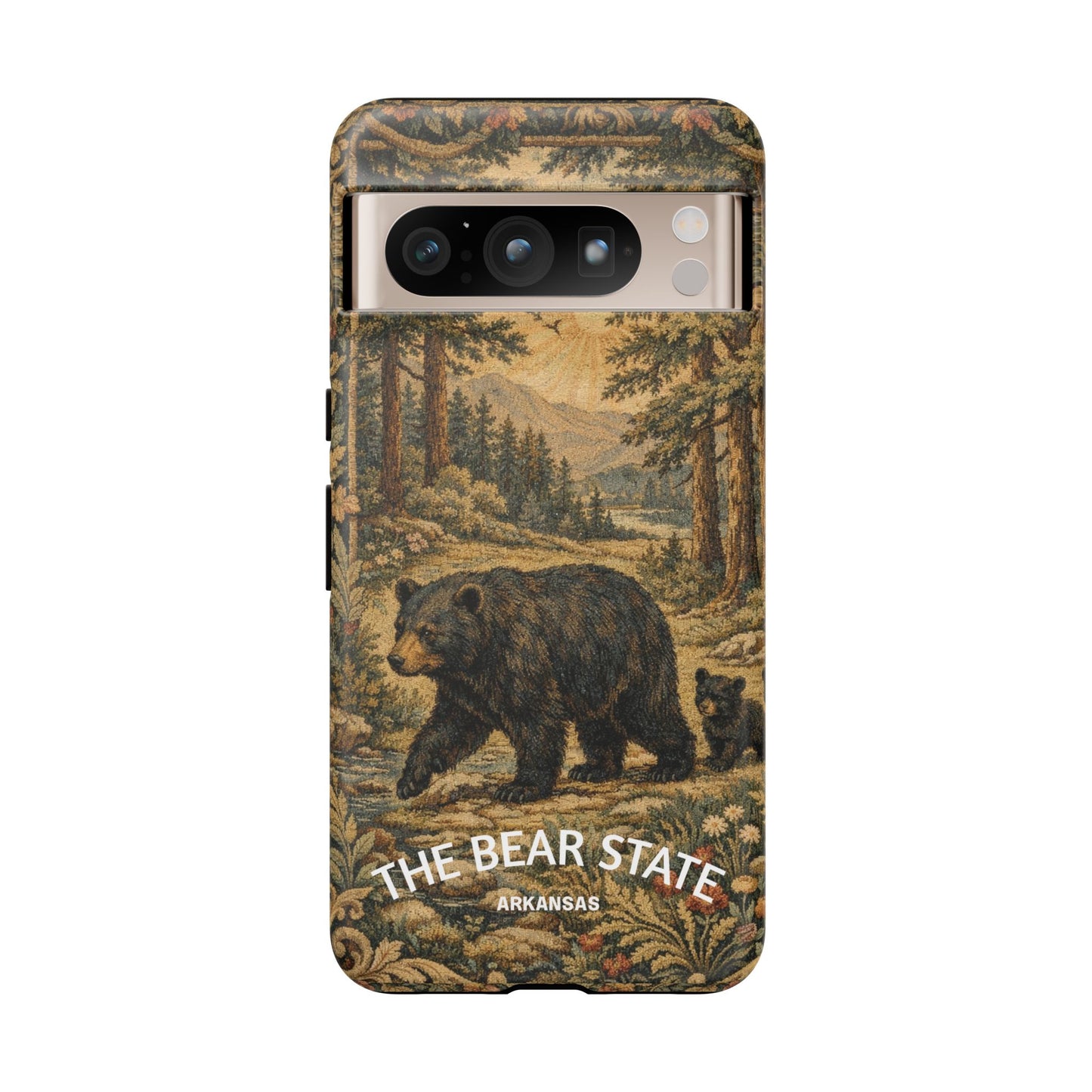 The Bear State Arkansas Vintage Forest Tough Phone Case for Google Pixel Phones