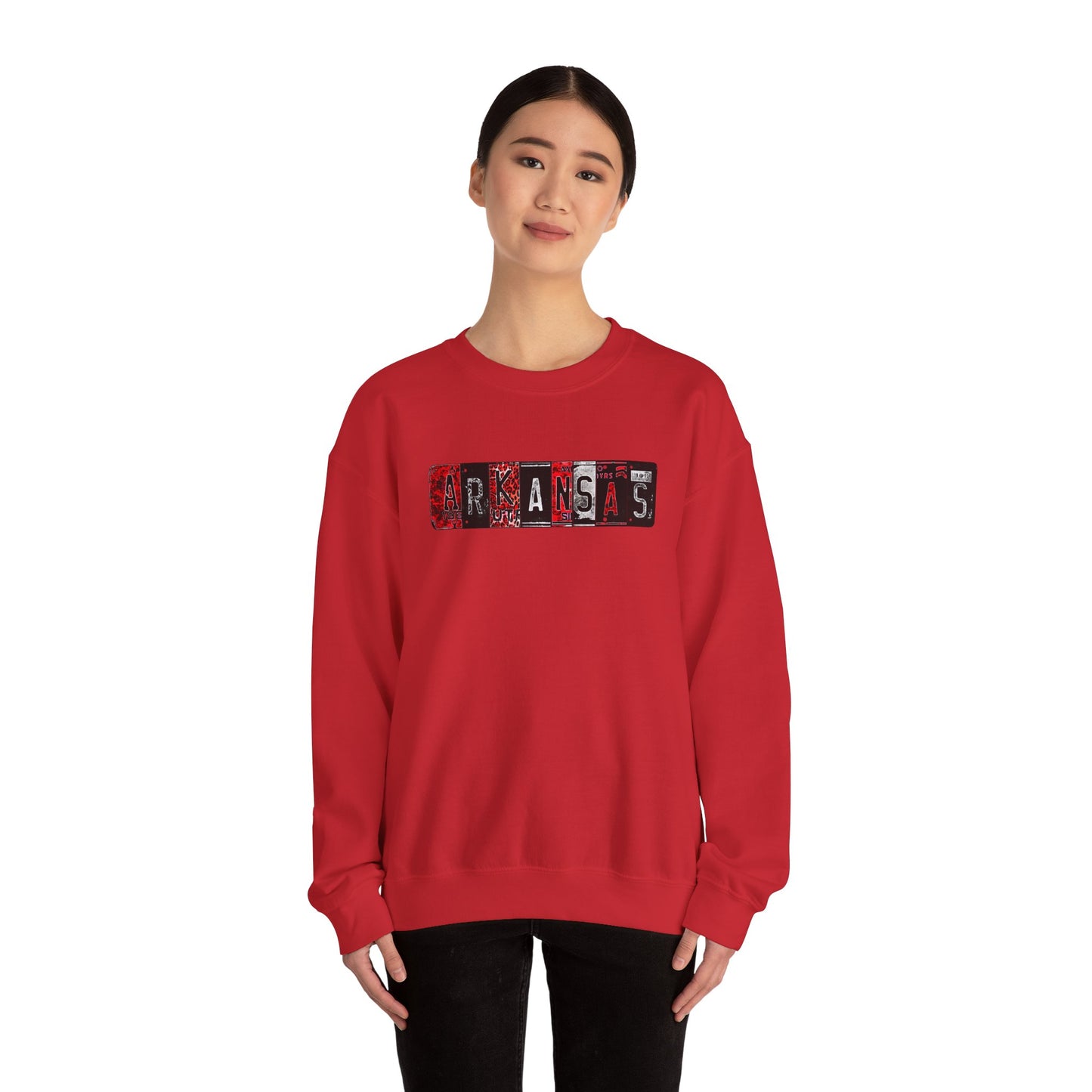 Arkansas License Plate Crewneck Sweatshirt