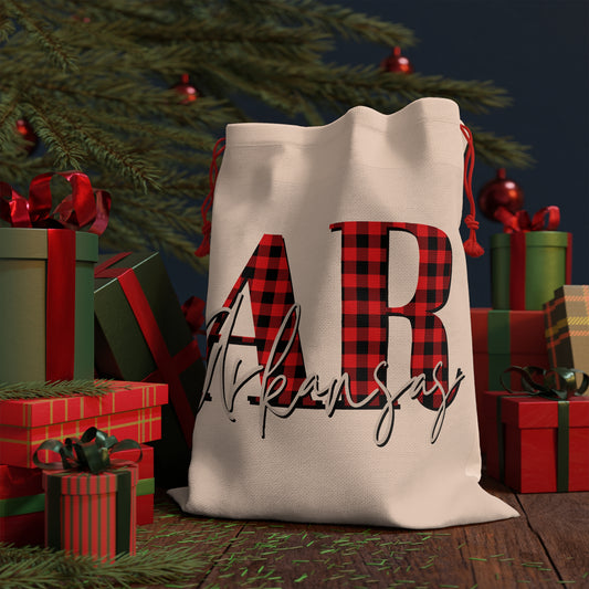 Arkansas Plaid Gift Bag for Holidays and Celebrations
