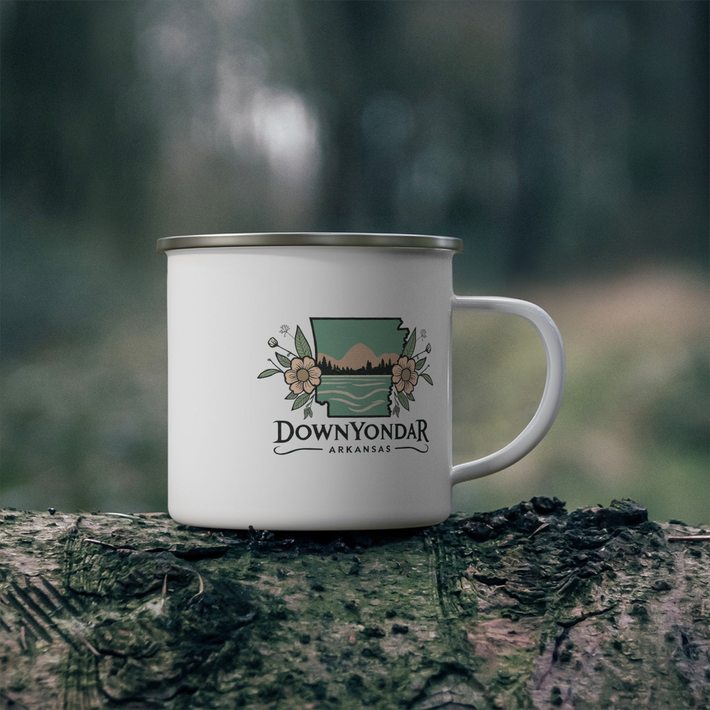 DownYondAR Arkansas Natural State Floral Enamel Camping Mug