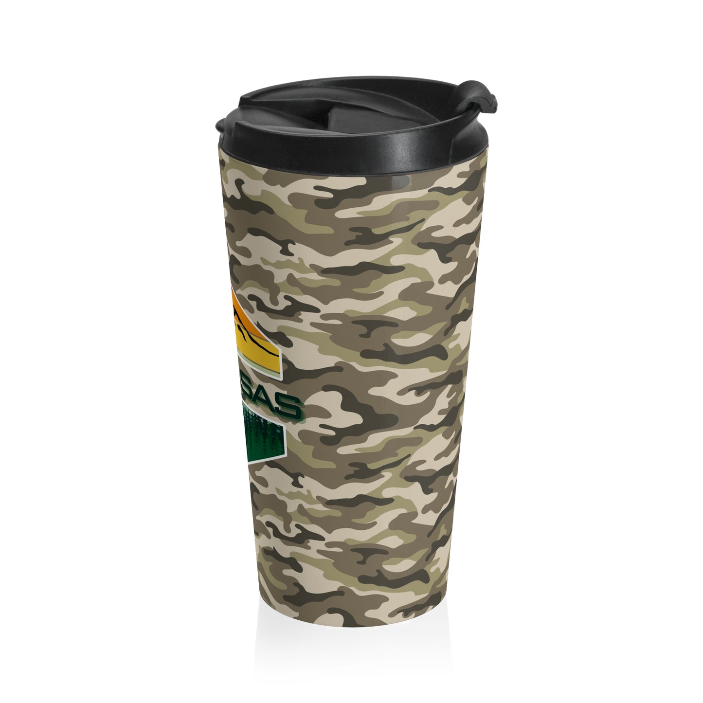 Arkansas Camo Stainless Steel Travel Mug — Insulated Outdoor Tumbler