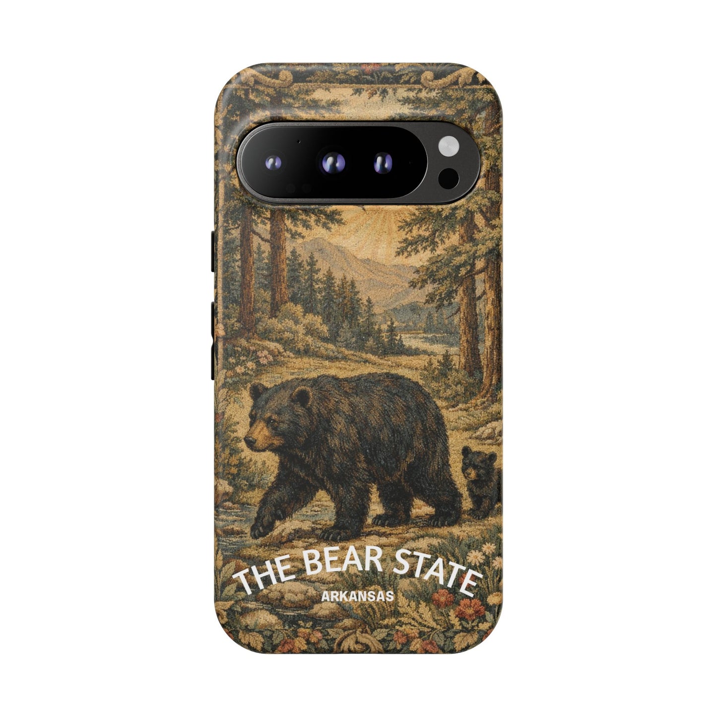 The Bear State Arkansas Vintage Forest Tough Phone Case for Google Pixel Phones