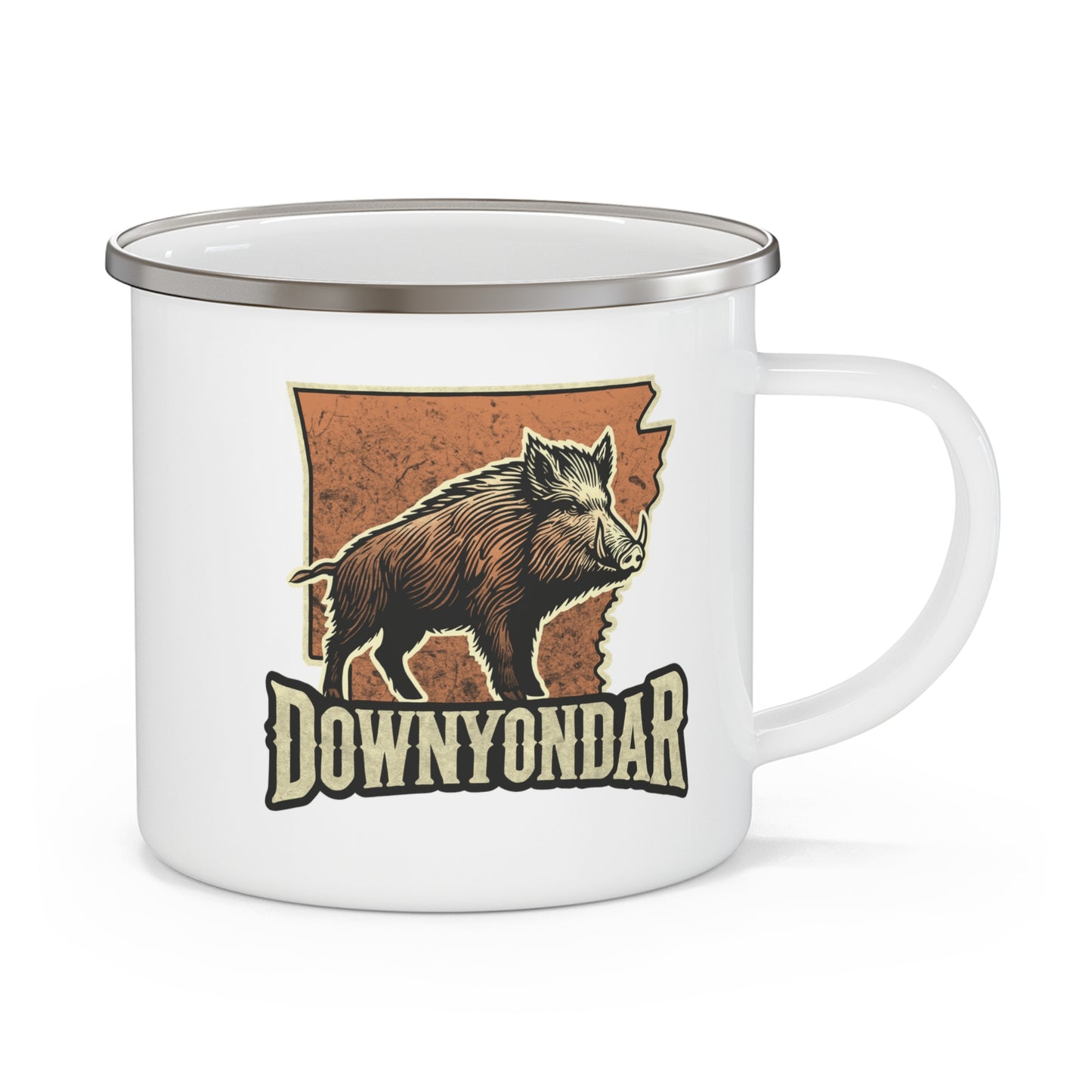 Arkansas Wildboar Hunting Enamel Camping Mug