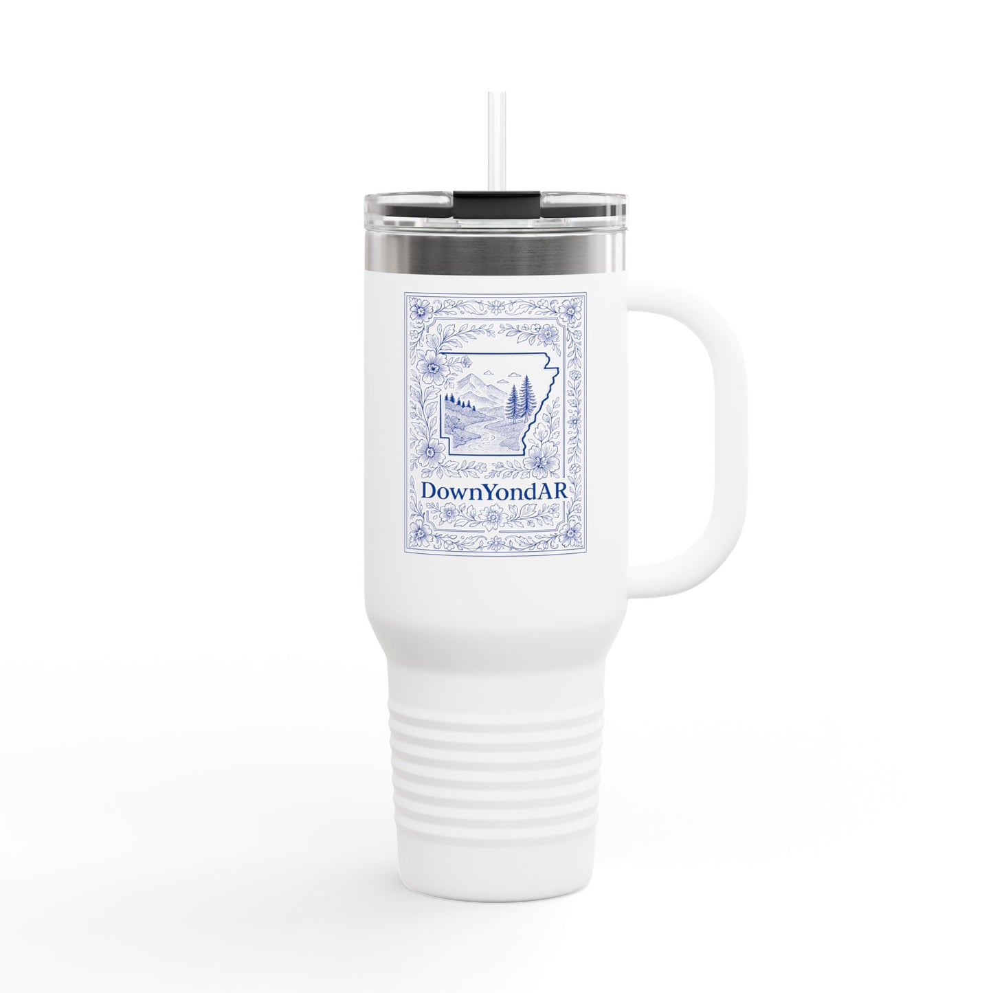 40oz Arkansas Floral Travel Mug – Double-Wall Insulated Tumbler with Straw | DownYondAR Polar Camel Cup