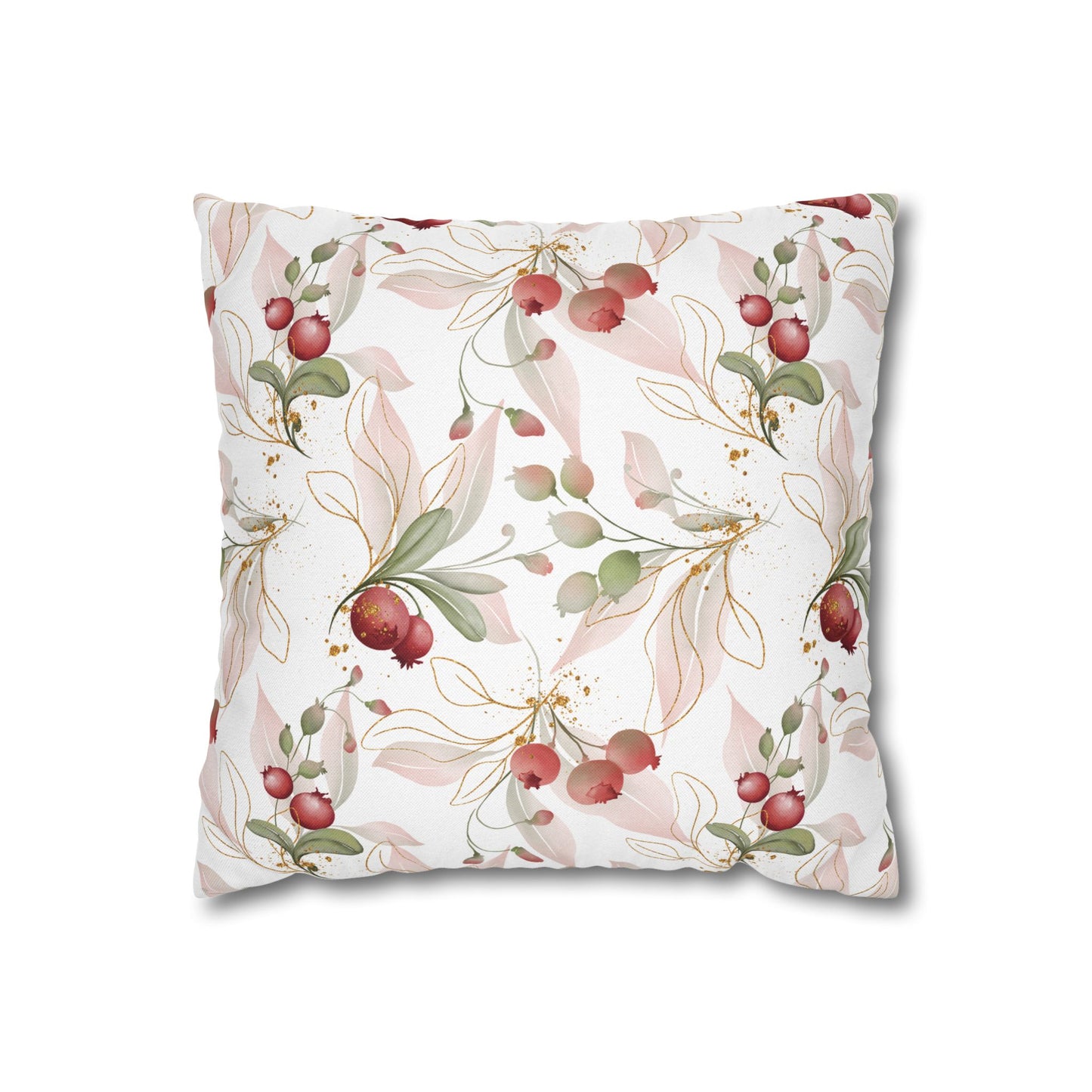 Winter Berry & Evergreens Throw Pillow