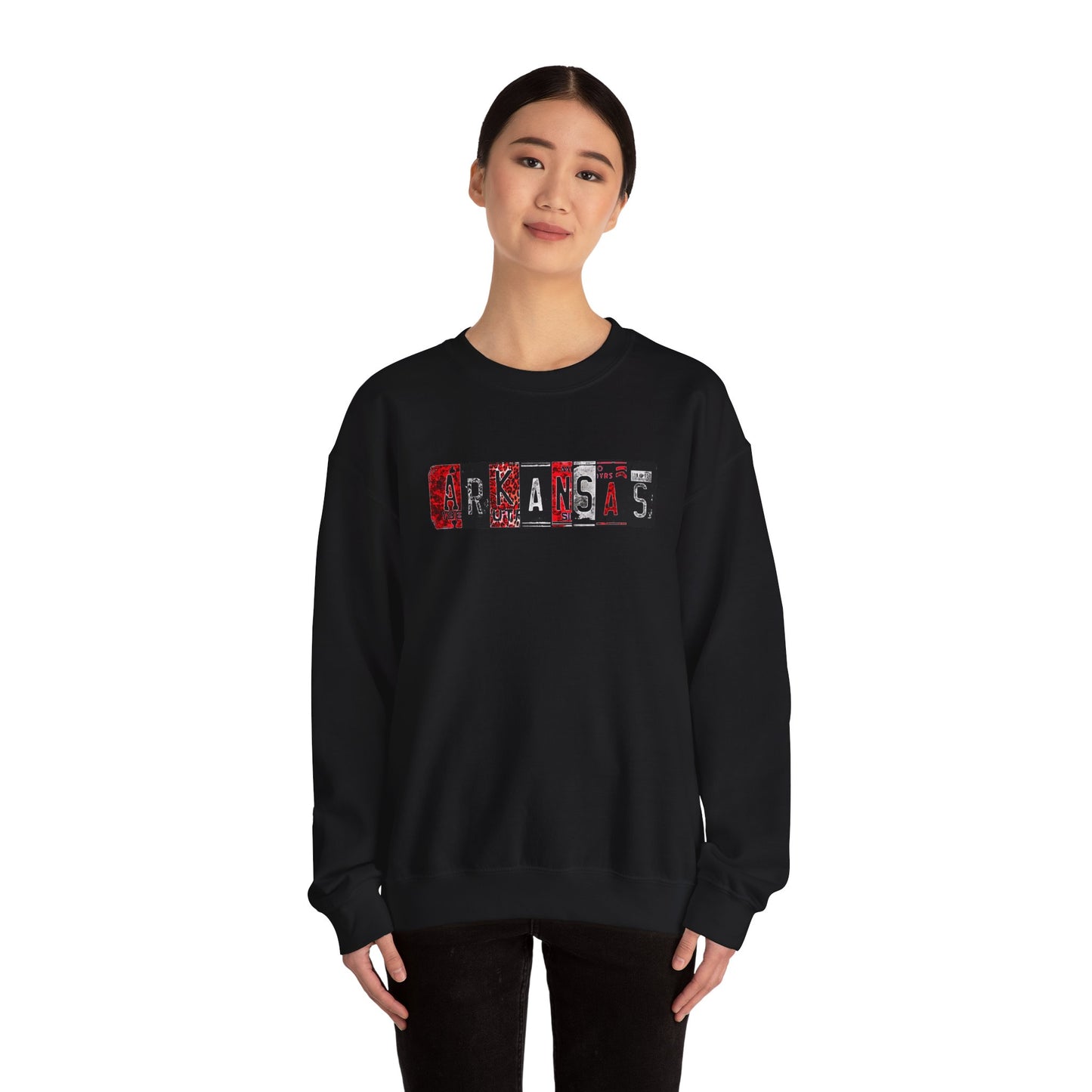 Arkansas License Plate Crewneck Sweatshirt